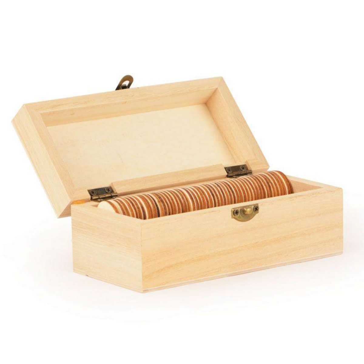 Graine créative Boite à message 50 cœurs en bois 15 x 7 x 6 cm