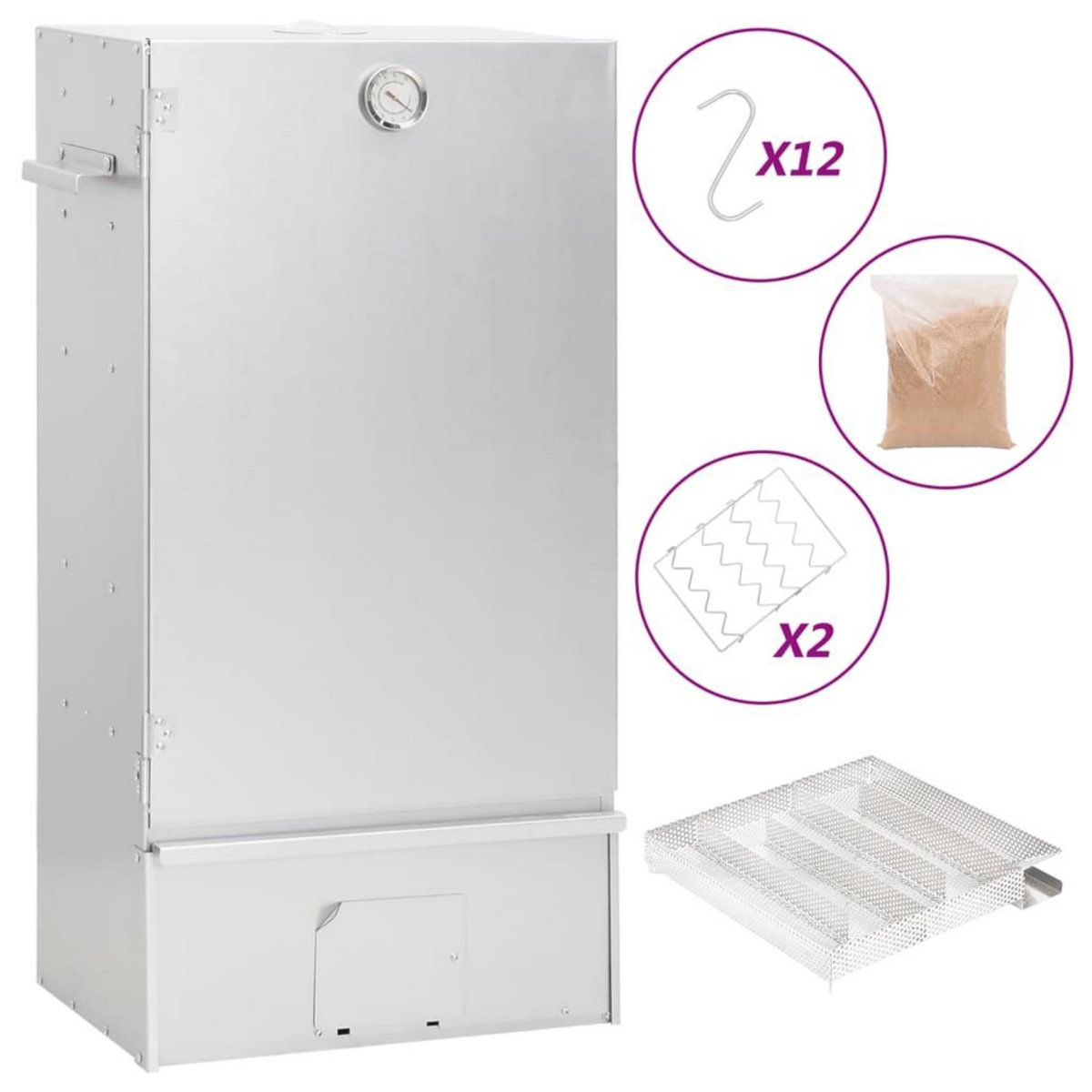 VIDAXL Fumoir a four a BBQ generateur de fumee froide acier galvanise