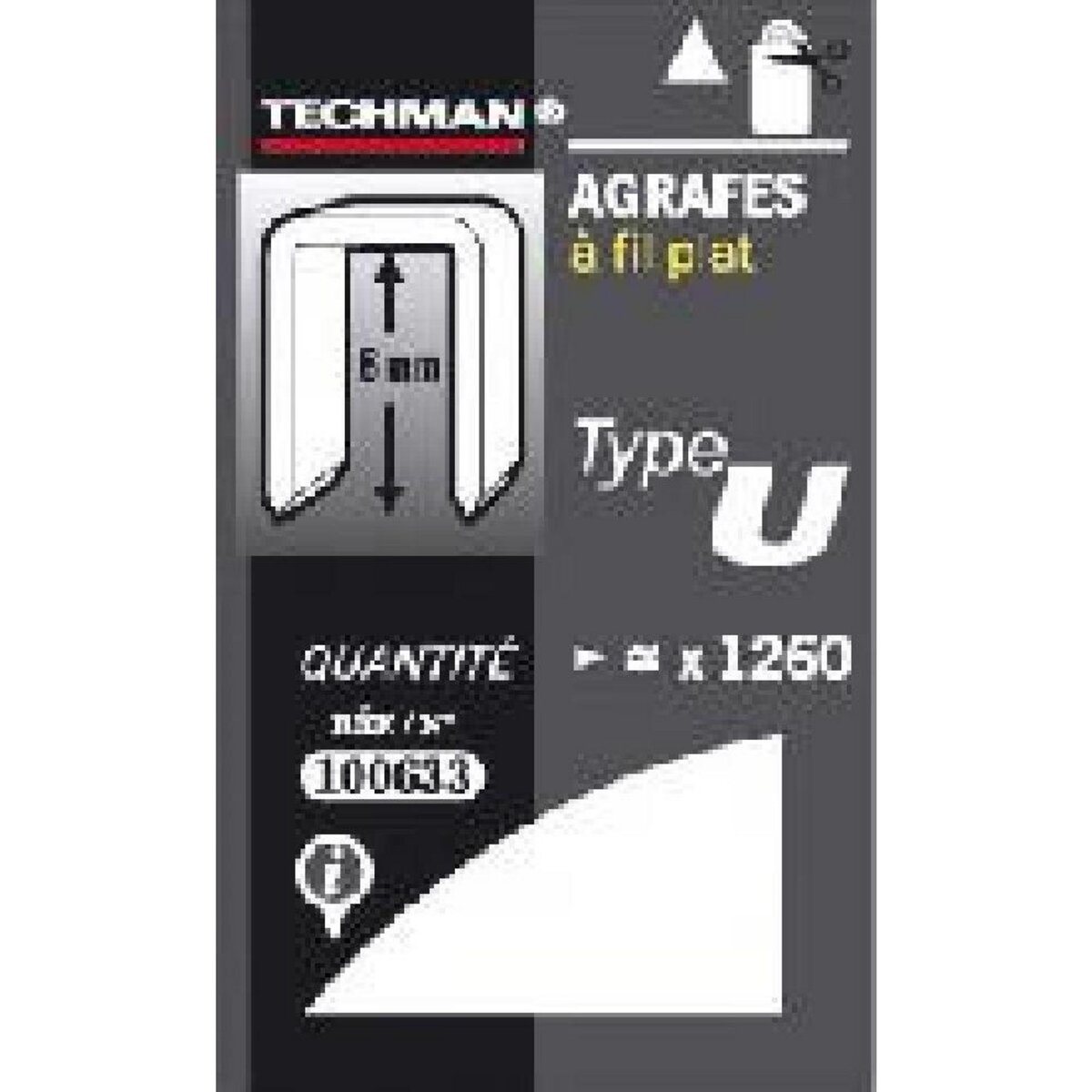 TECHMAN Agrafes 10 mm - type U