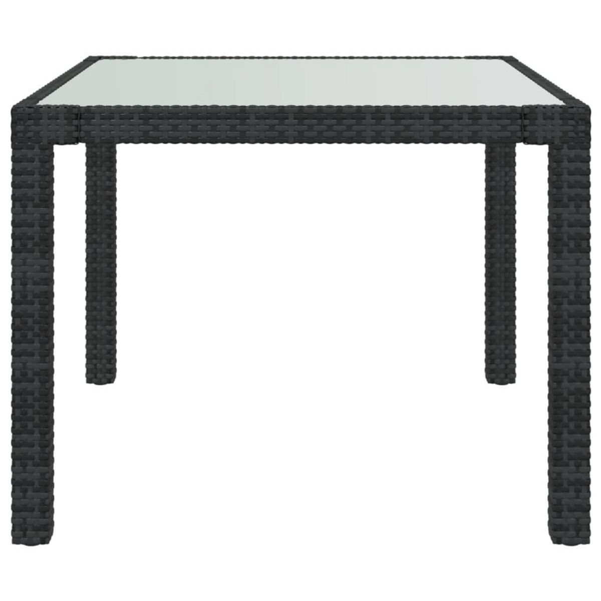 VIDAXL Table de jardin 90x90x75 cm Verre trempe et resine tressee Noir