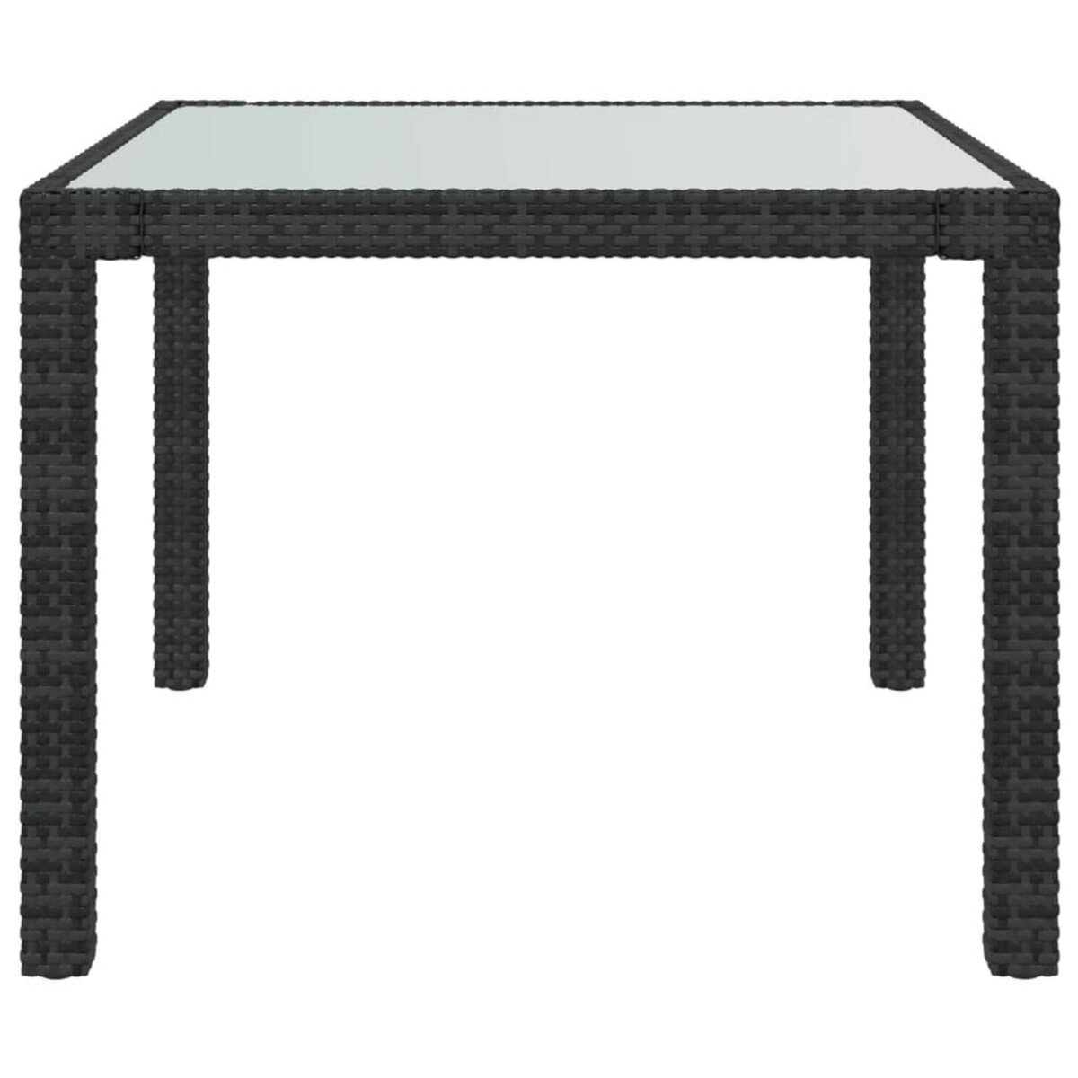 VIDAXL Table de jardin 90x90x75 cm Verre trempe et resine tressee Noir
