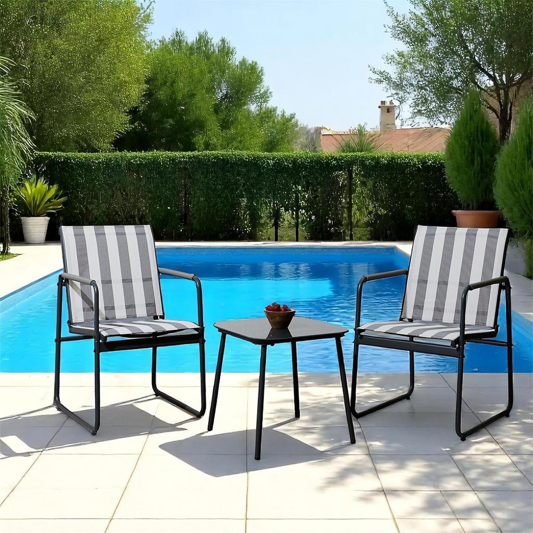 Voir la diapositive 5 : The Home Deco Factory Salon de jardin 3 pièces  namur  82cm gris