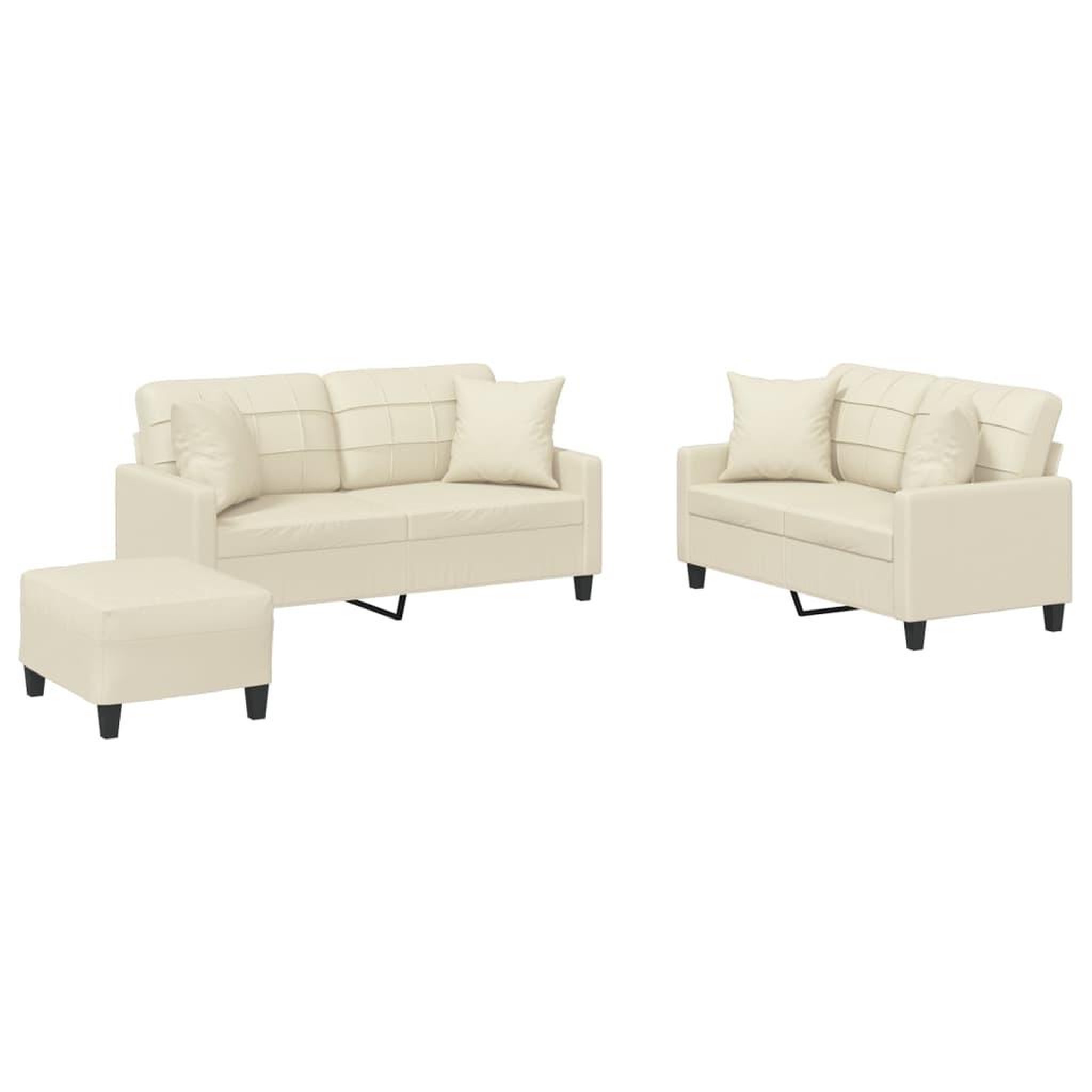 Voir la diapositive 2 : VIDAXL Ensemble de canapes 3 pcs avec coussins creme similicuir