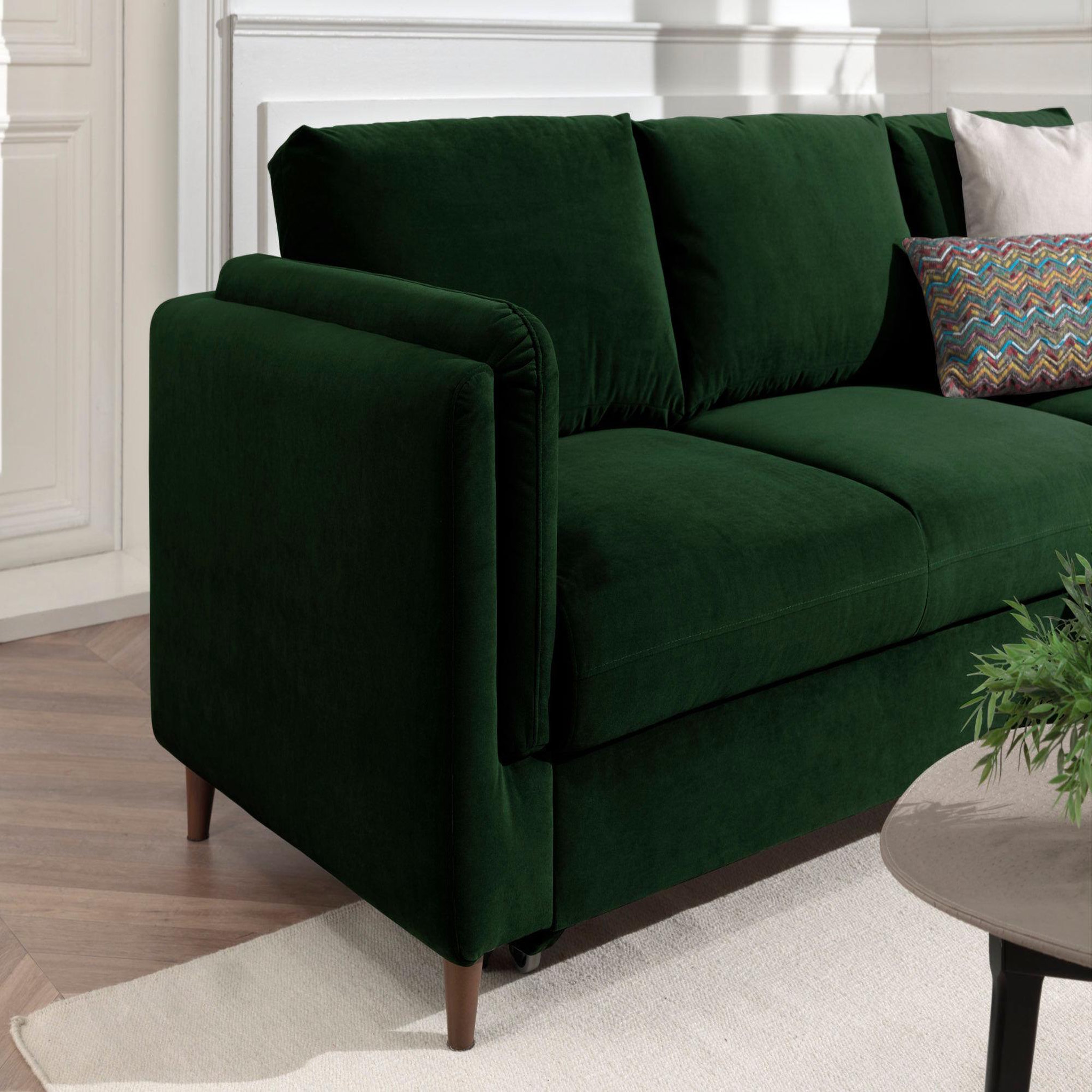 Voir la diapositive 5 : BEST MOBILIER Brooke - canapé d'angle droit - convertible avec coffre - 4 places - en velours