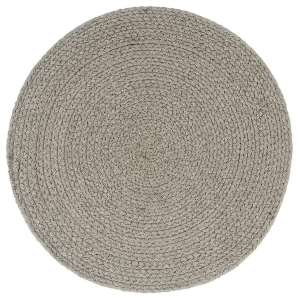 VIDAXL Napperons 6 pcs Gris Plain 38 cm Rond Coton