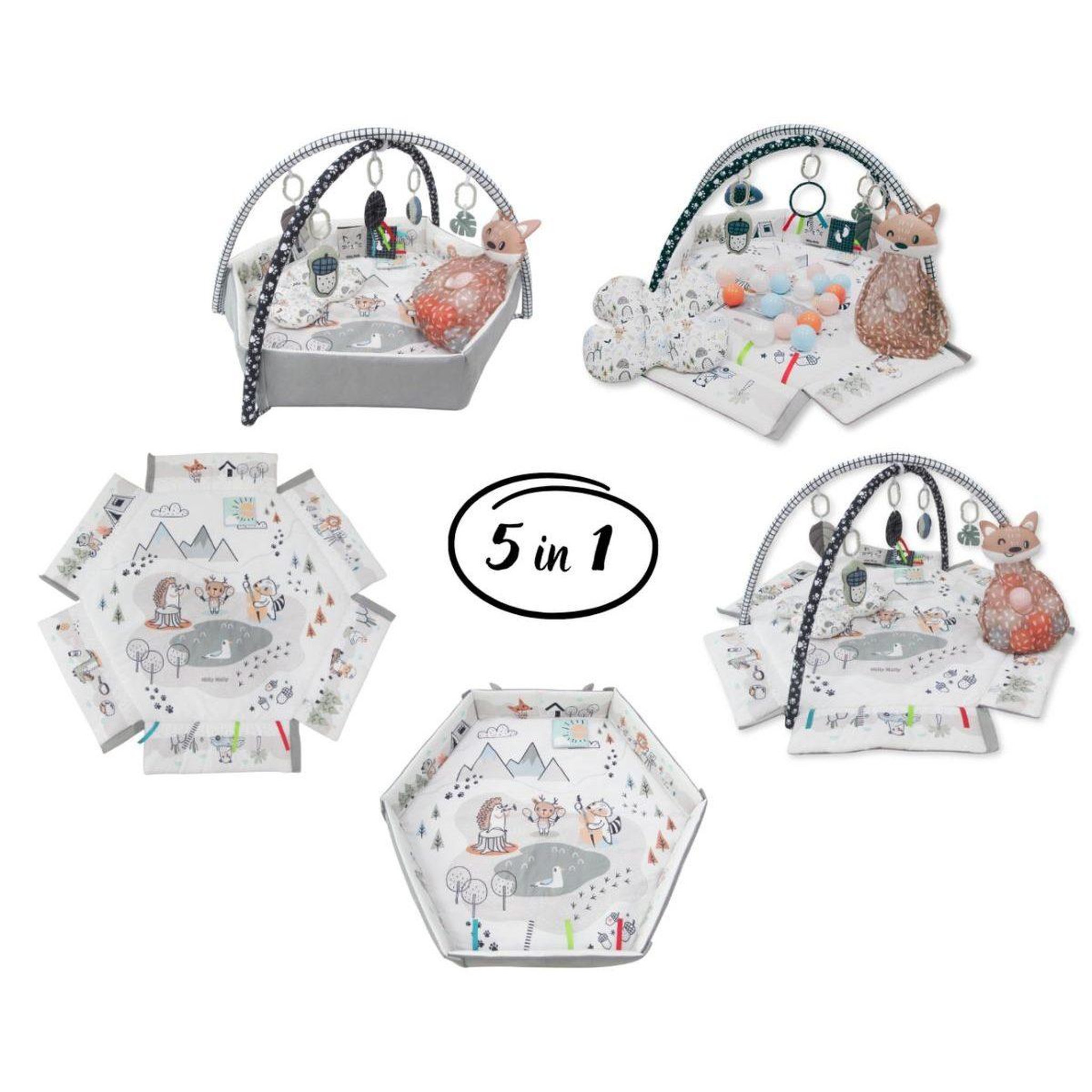 Voir la diapositive 2 : MILLY MALLY Tapis de jeu bébé 5-en-1  minky