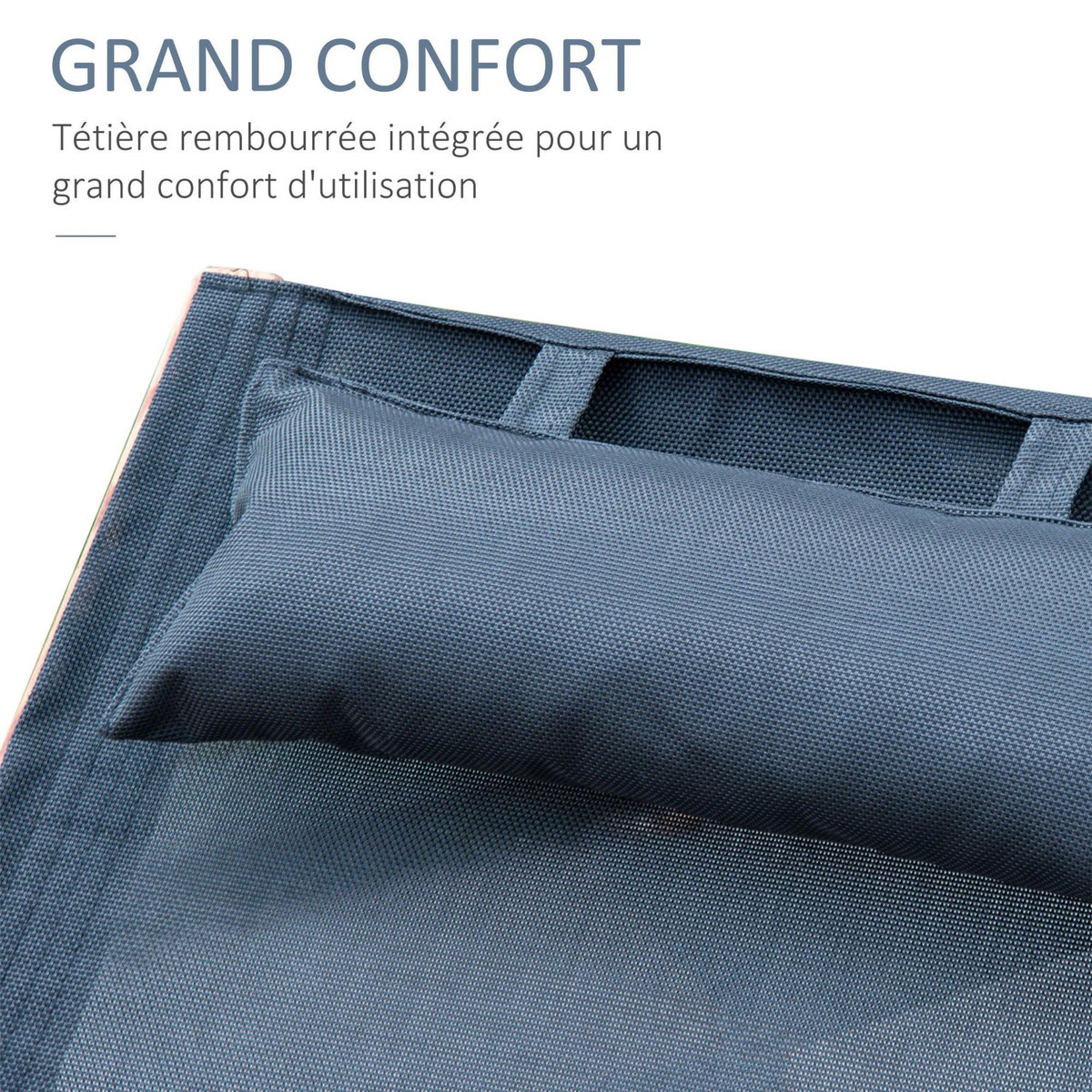 OUTSUNNY Transat chaise longue design style tropical bois massif naturel coloris beige noir