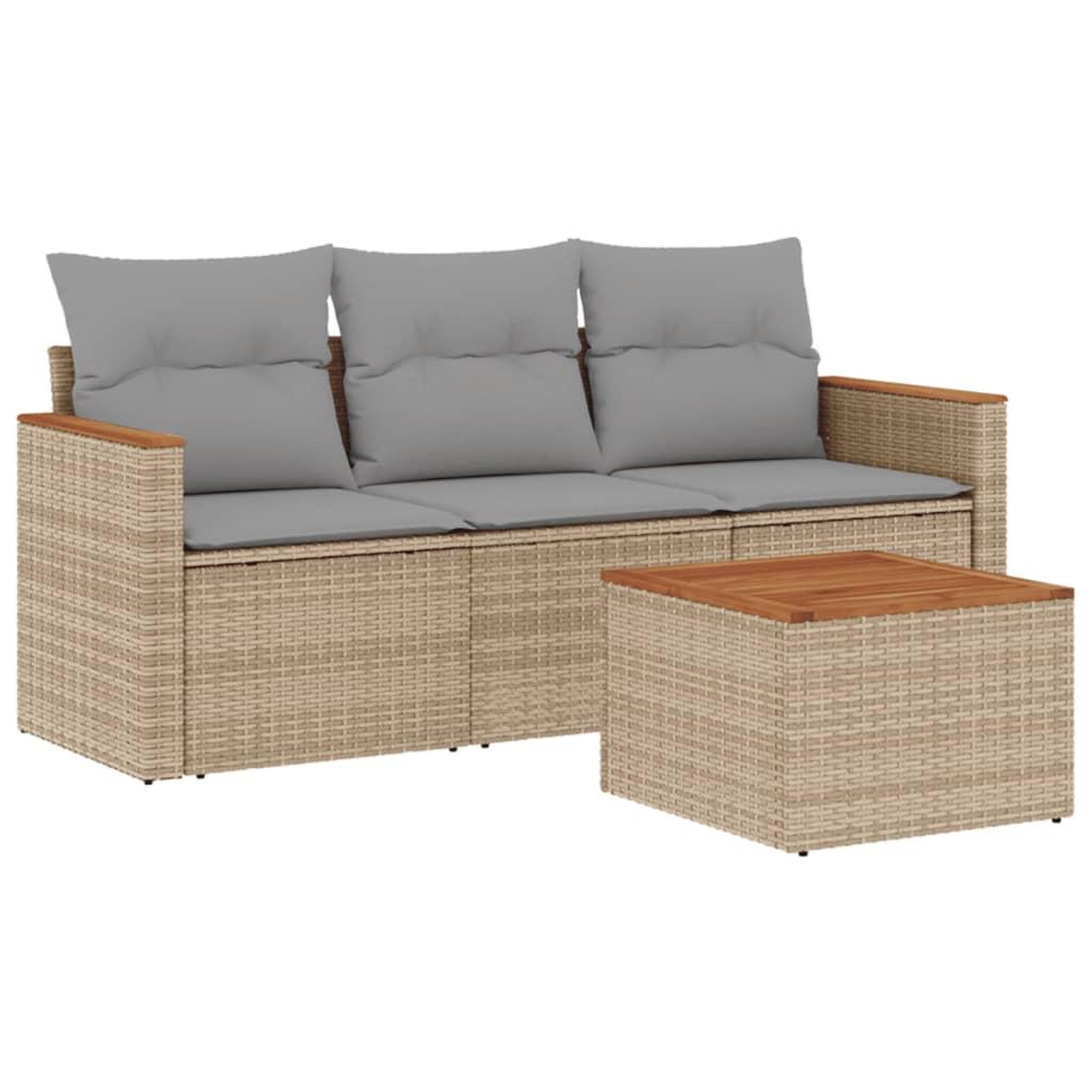 Voir la diapositive 2 : VIDAXL Salon de jardin avec coussins 4 pcs beige resine tressee