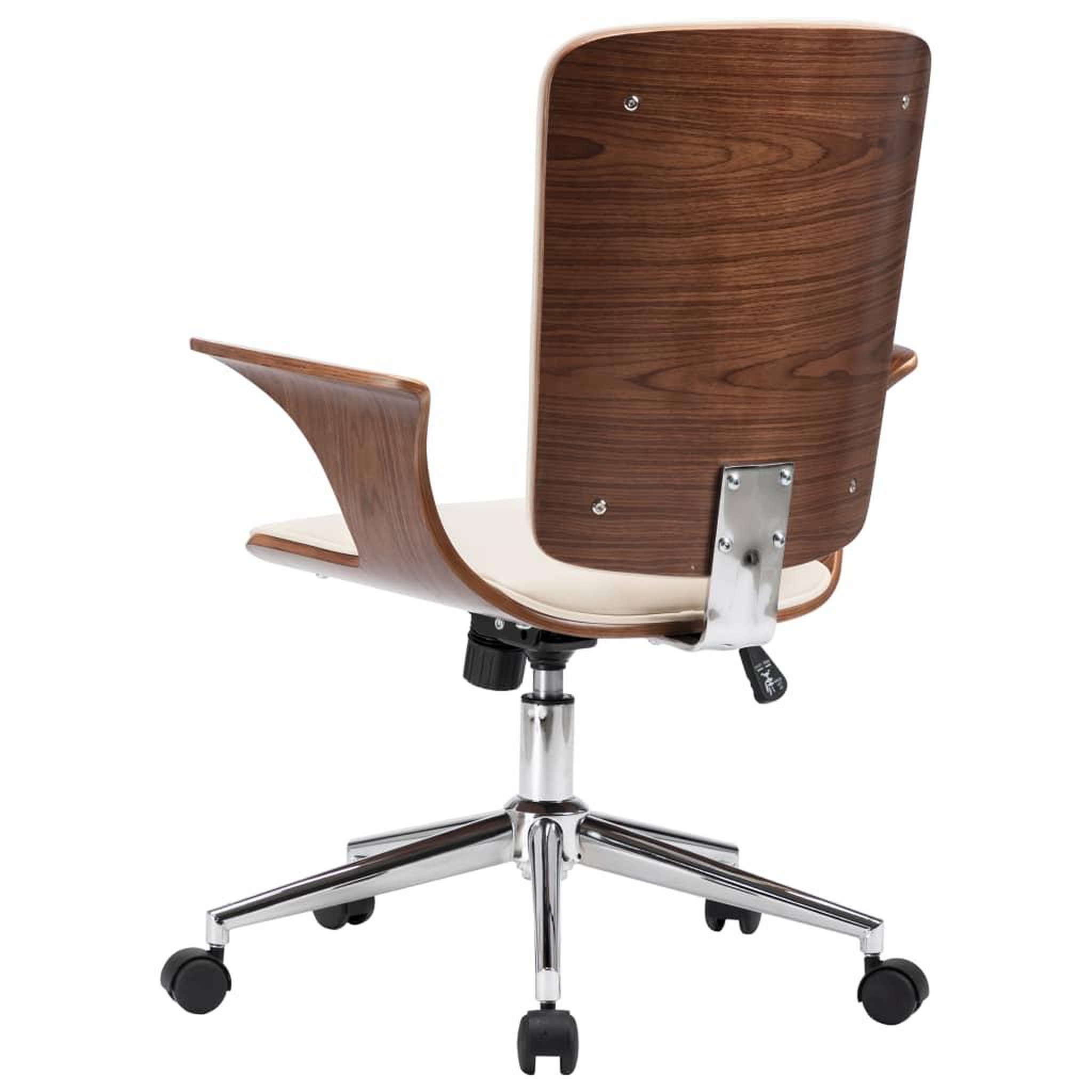 Voir la diapositive 5 : VIDAXL Chaise pivotante de bureau Creme Similicuir et bois courbe