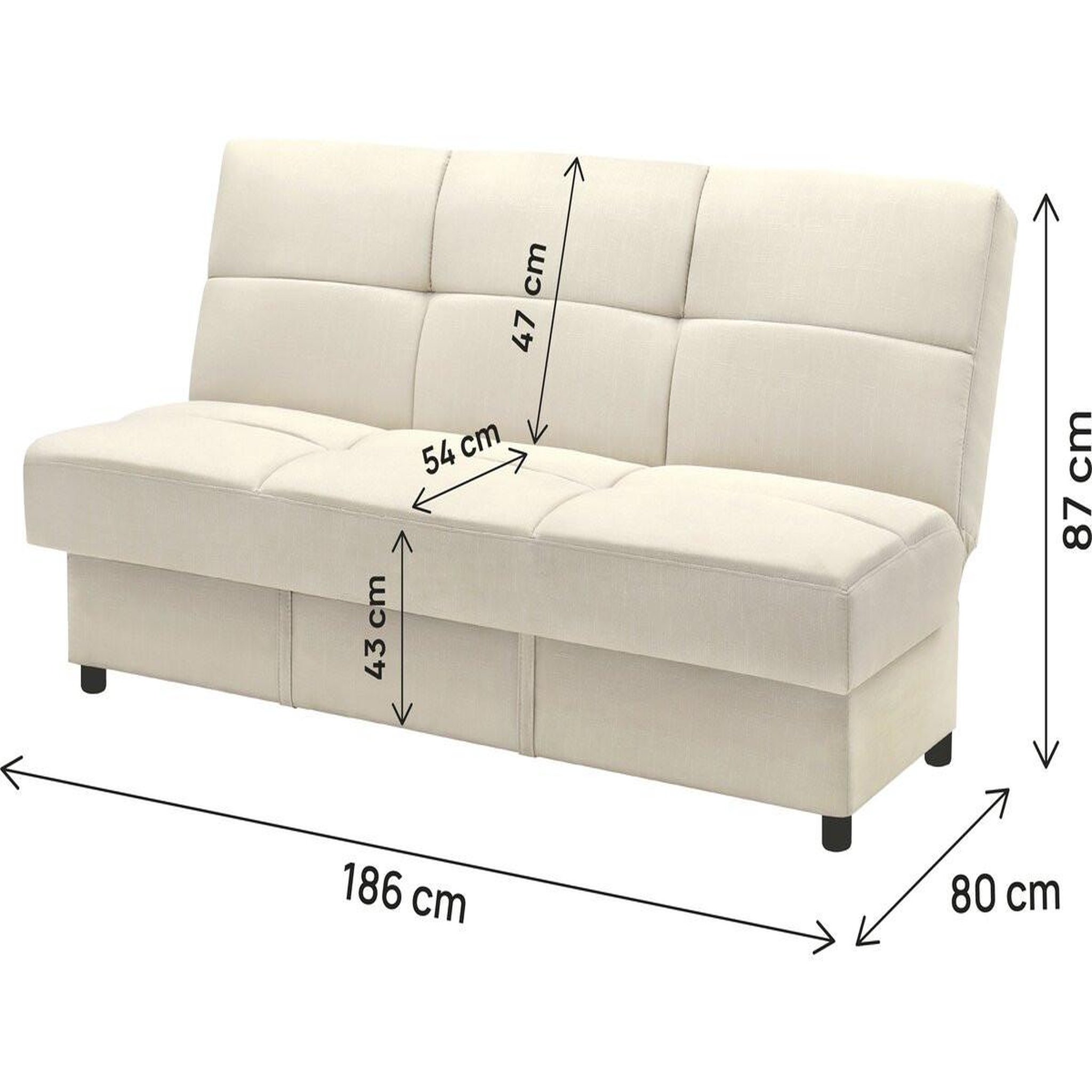 Voir la diapositive 4 : Habitat et Jardin Canapé clic-clac  enzo  - 186 x 80 x 87 cm - 3 places - beige