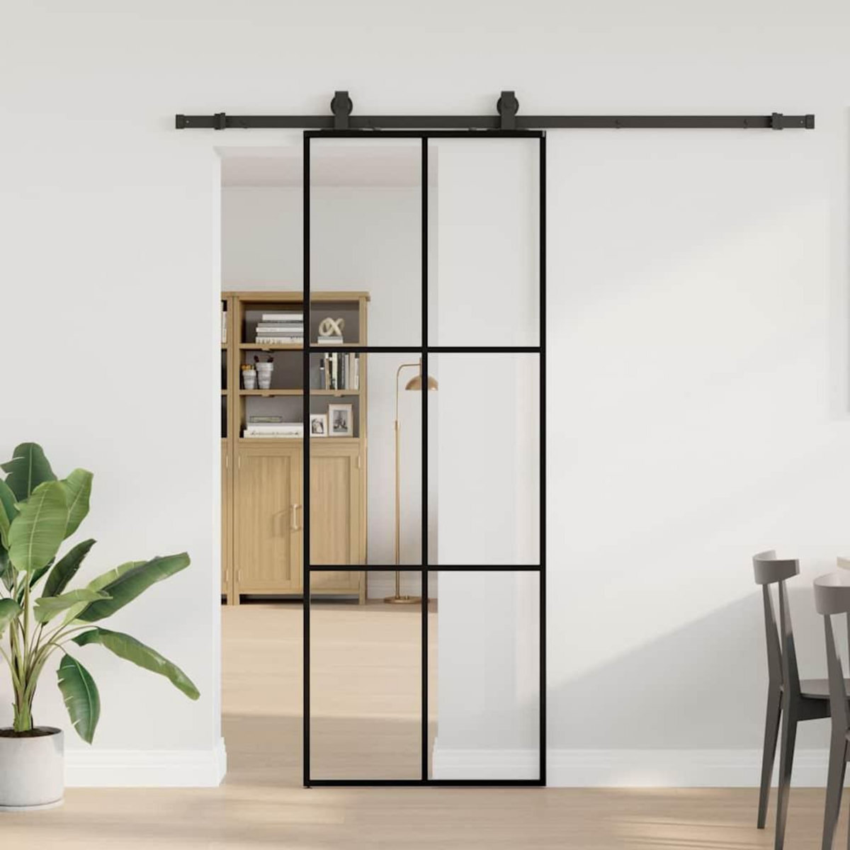 VIDAXL Porte coulissante kit de quincaillerie noir 76x205 cm verre ESG