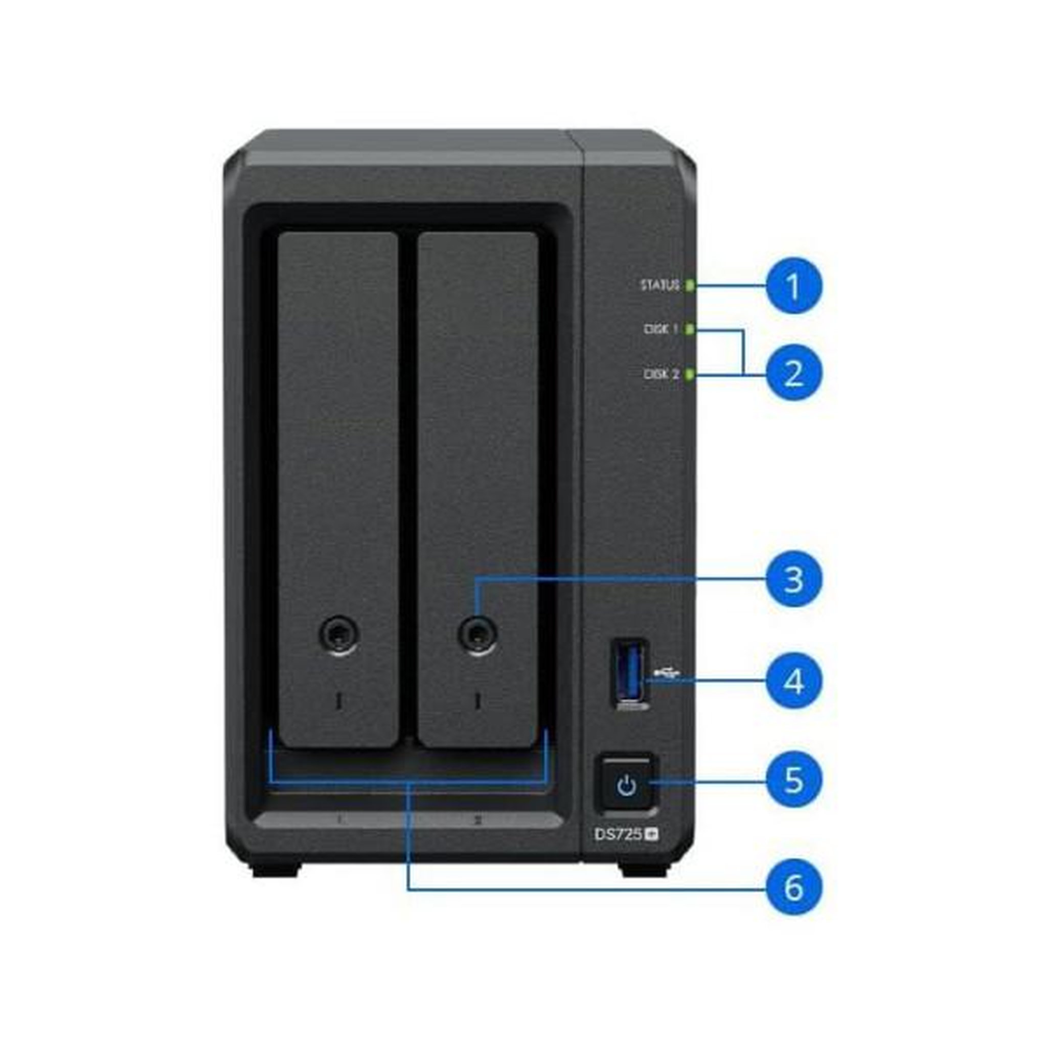 Voir la diapositive 4 : SYNOLOGY Synology ds725+ – nas 2 baies avancé nouvelle génération