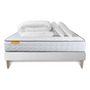 Voir la diapositive 2 : SEPTNUITS Pack matelas Memo + sommier kit blanc + 2 oreillers mémoire de forme