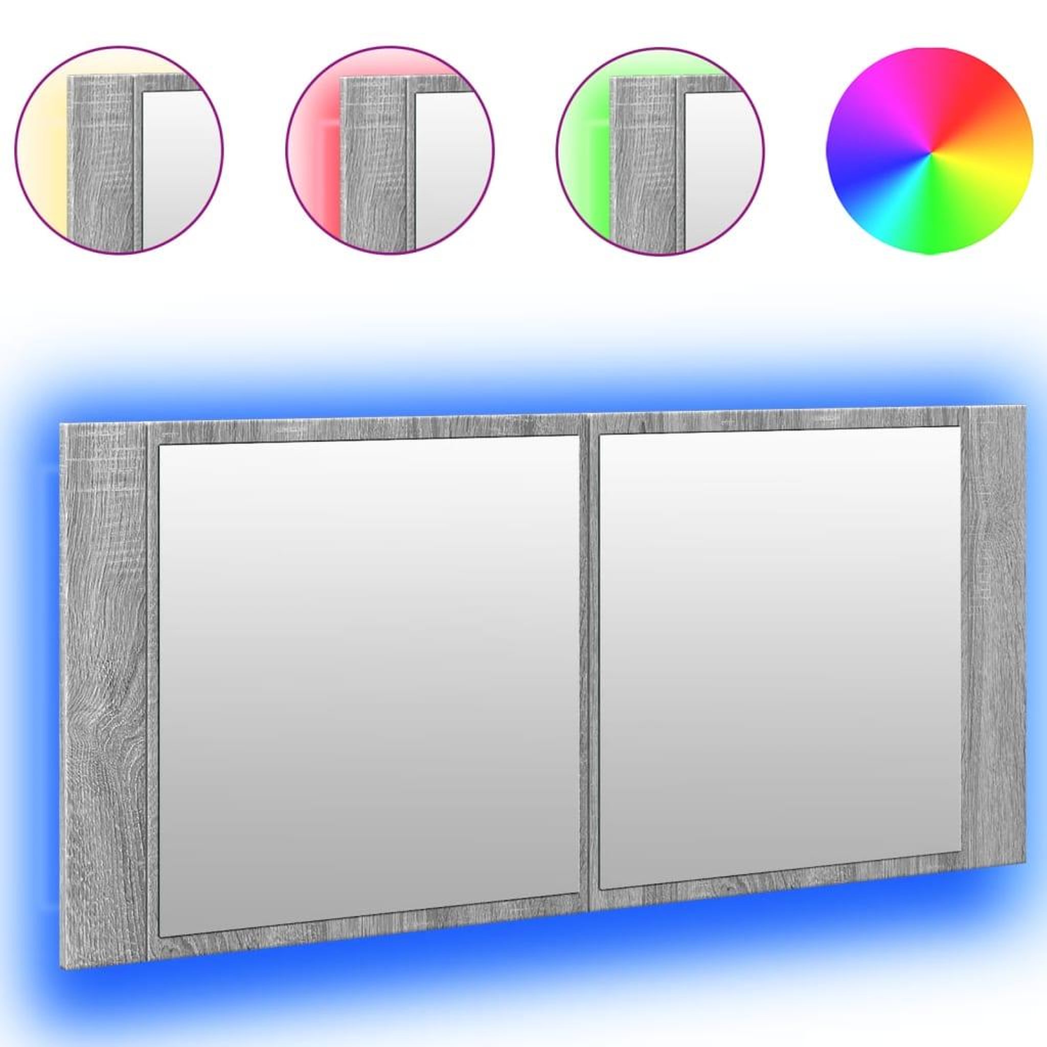 Voir la diapositive 2 : VIDAXL Armoire a miroir a LED de bain gris sonoma 100x12x45 cm