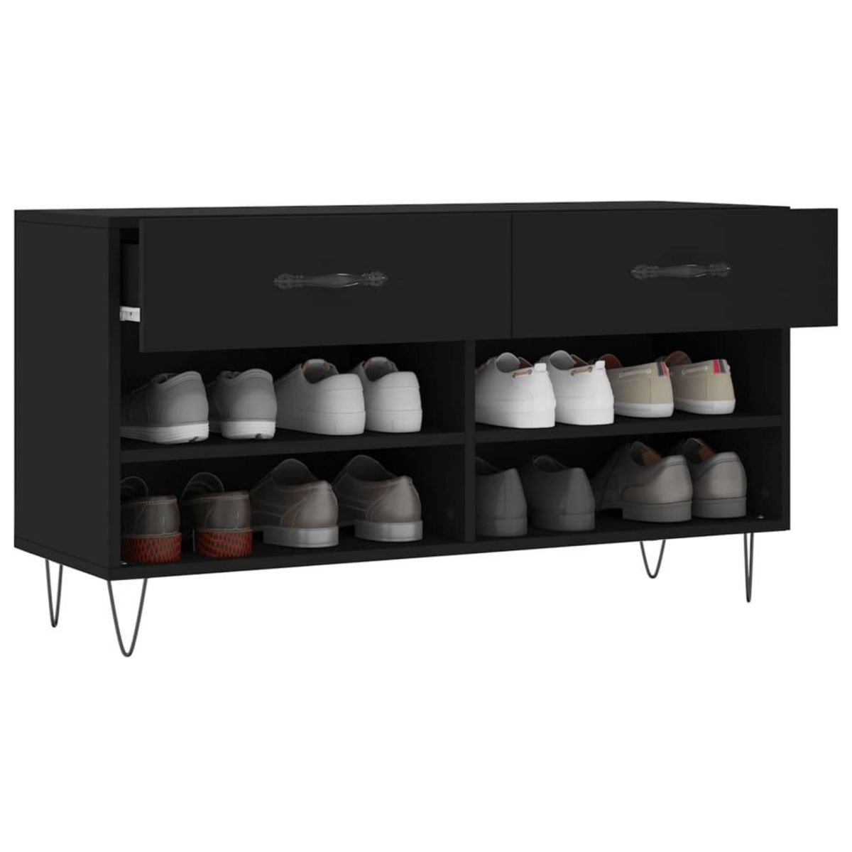 VIDAXL Banc a chaussures noir 102x35x55 cm bois d'ingenierie