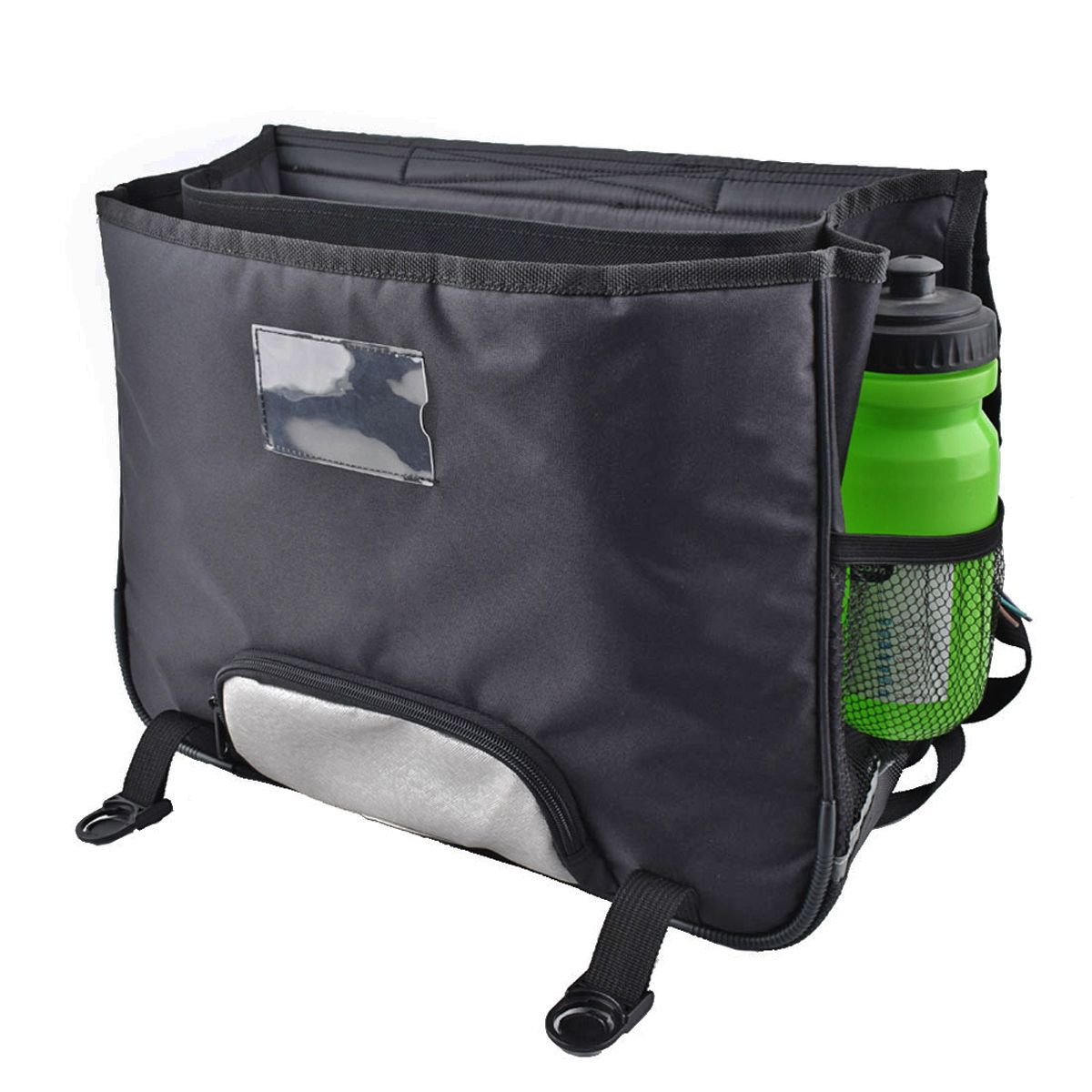 AUCHAN Cartable 41 cm CM1/CM2 noir pochette grise argentée