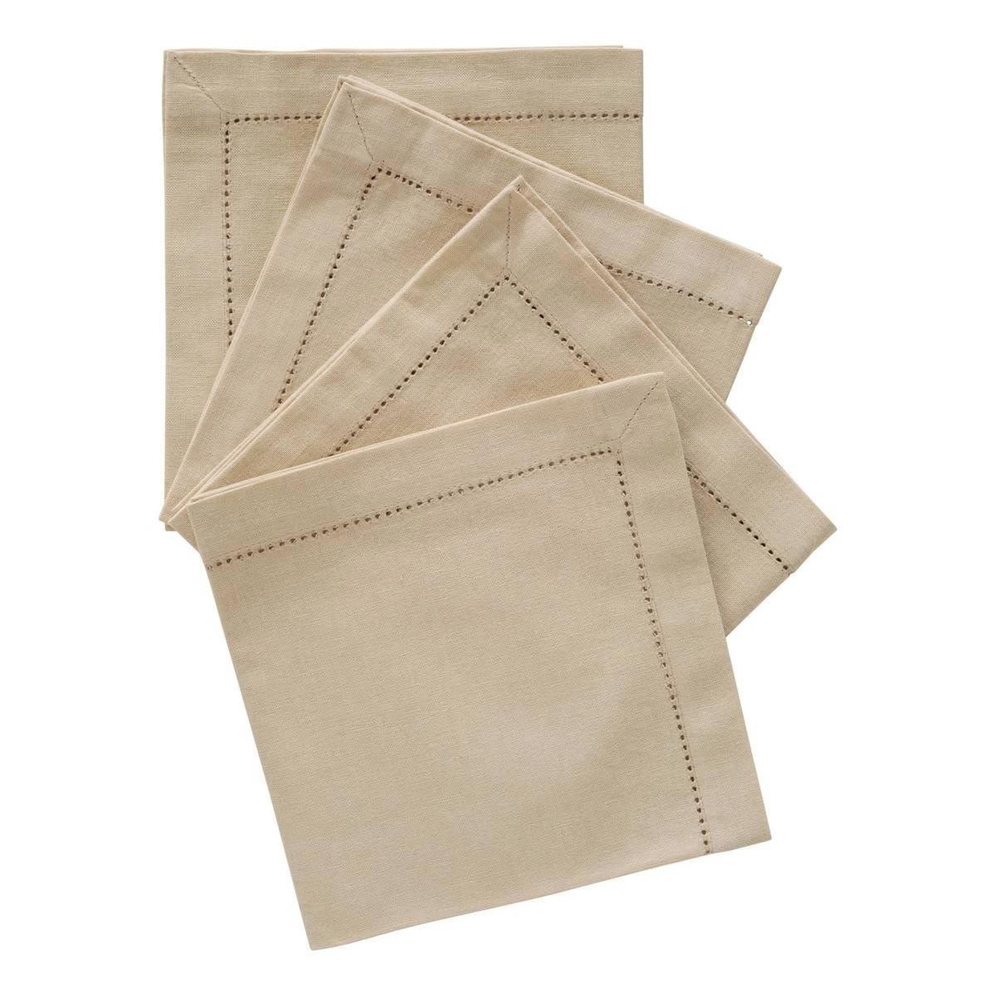 ATMOSPHERA Lot de 4 serviettes de table  jane  40x40cm beige lin