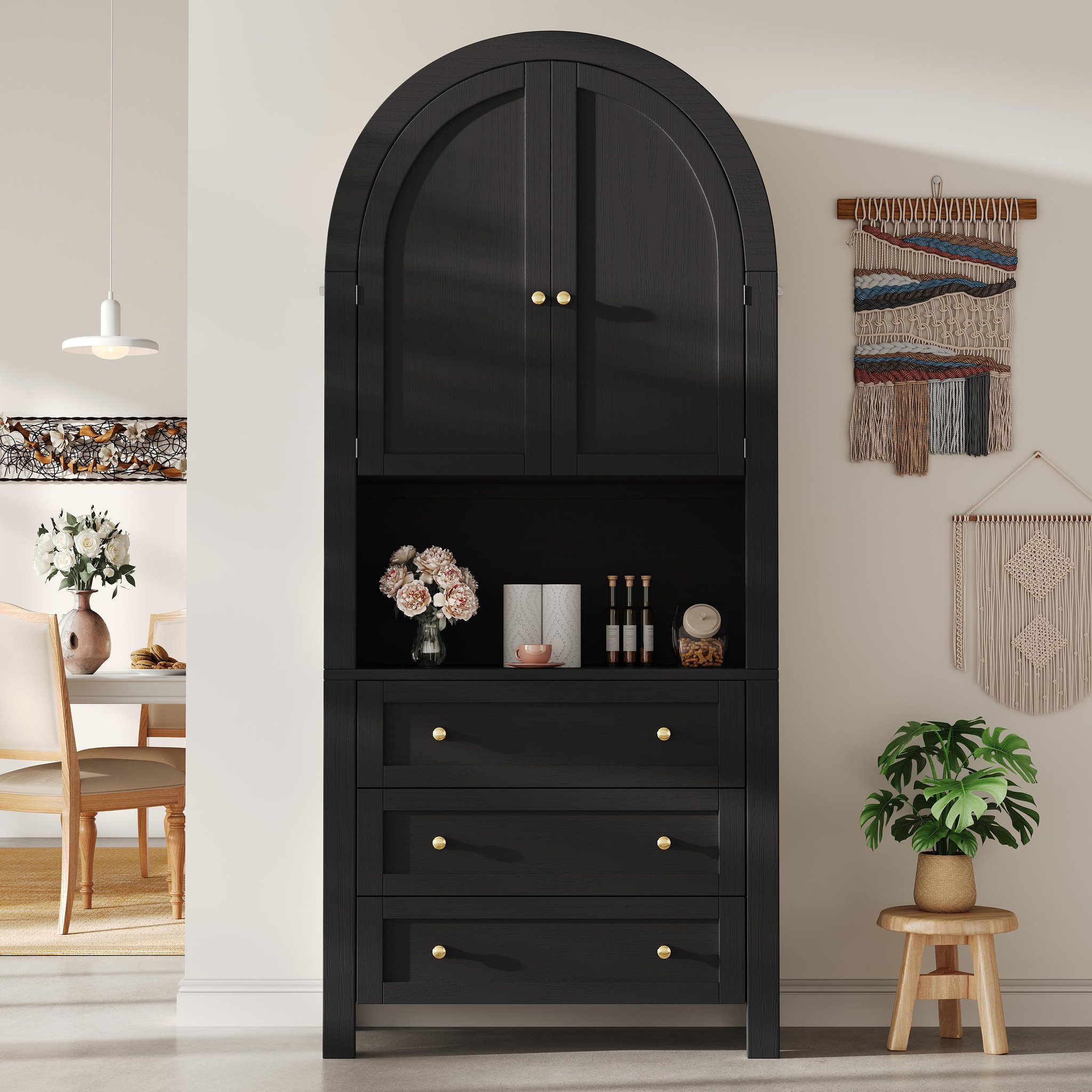 Voir la diapositive 2 : MERAX Buffet de cuisine 2 portes 3 tiroirs