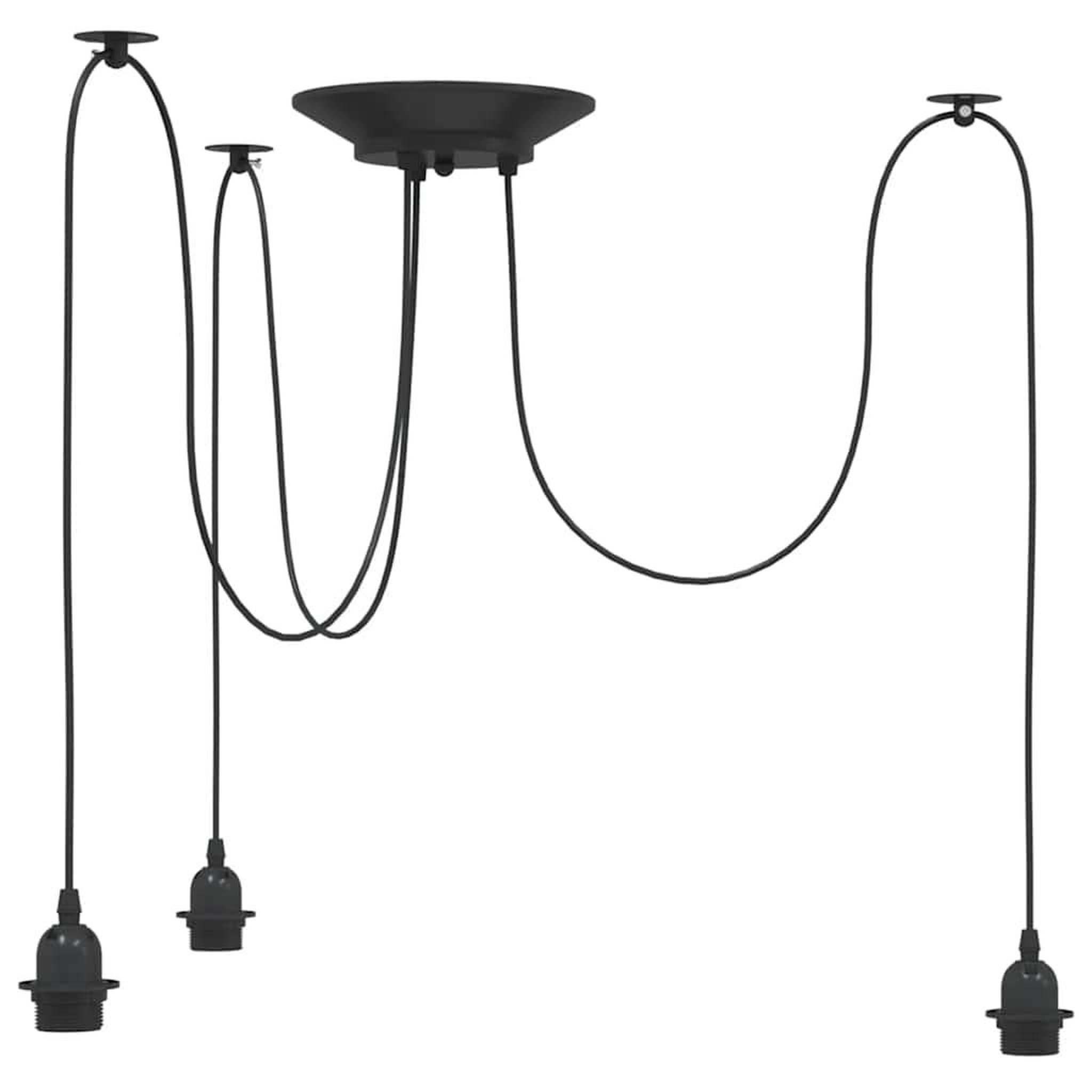Voir la diapositive 2 : VIDAXL Lampe suspendue avec 3 porte-lampes E27 noir metal