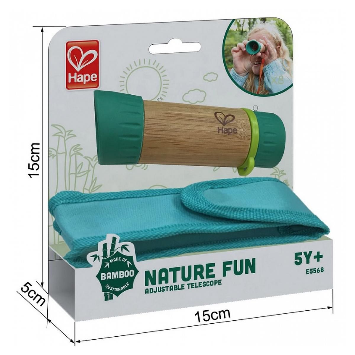 Hape Télescope Réglable en Bambou avec Grossissement 8x pour l'Observation des Oiseaux et de la Nature