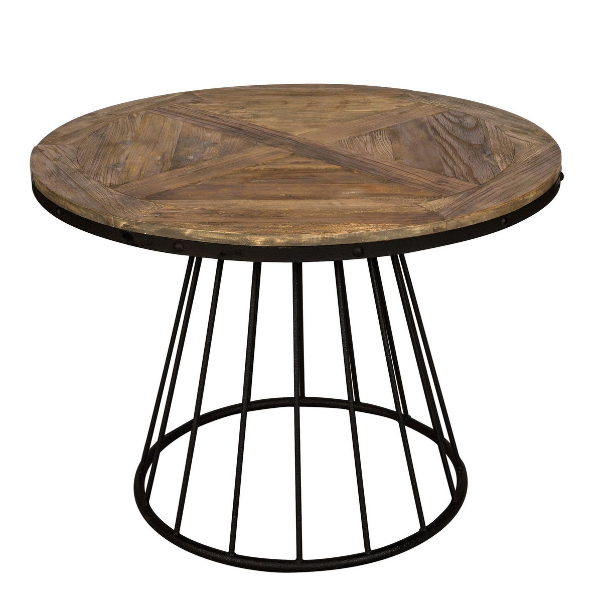 Rendez vous déco Table ronde 5 personnes en bois de cèdre et pied en métal D110 cm-Pralus