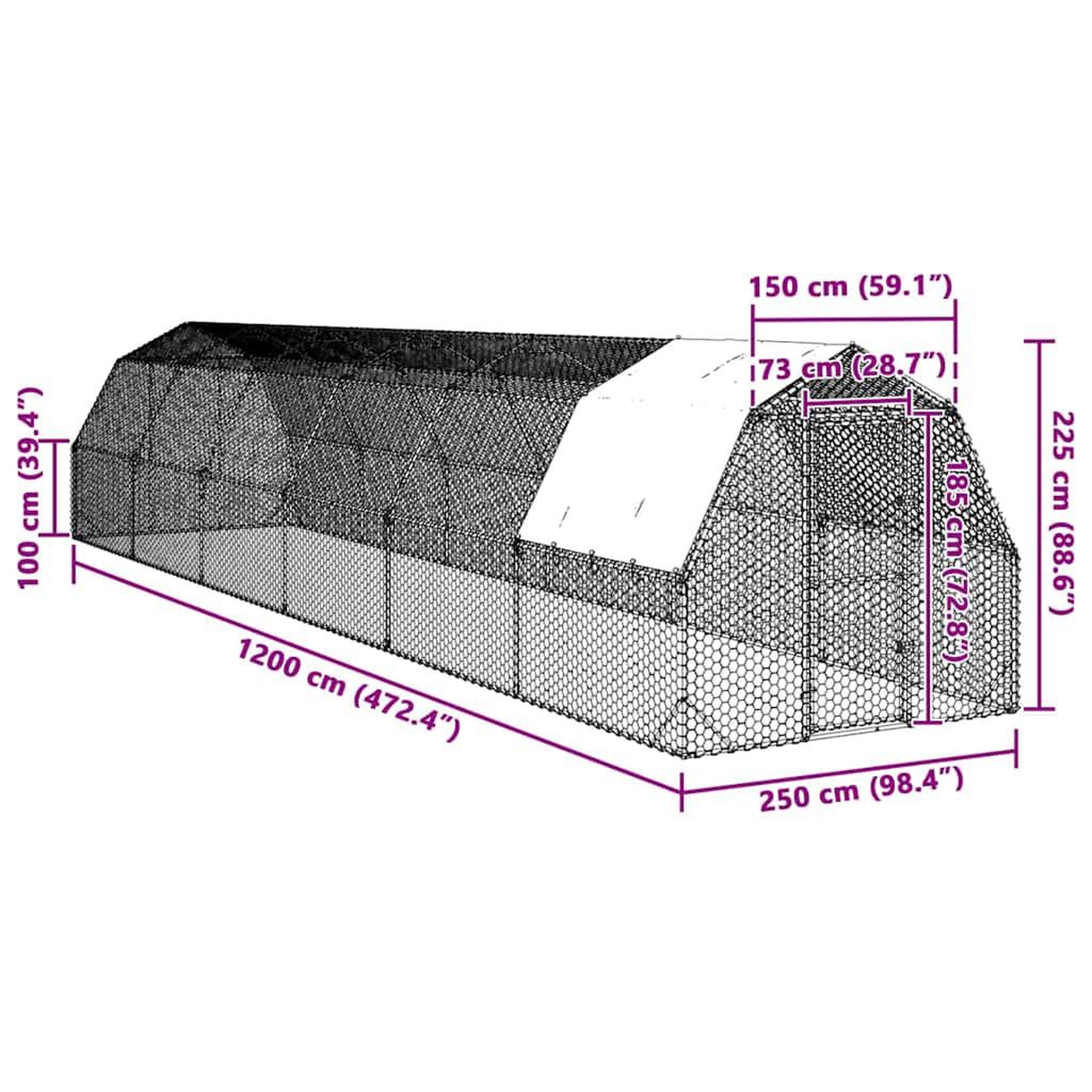 Voir la diapositive 6 : VIDAXL Poulailler avec toit 2,5x12x2,25 m acier galvanise