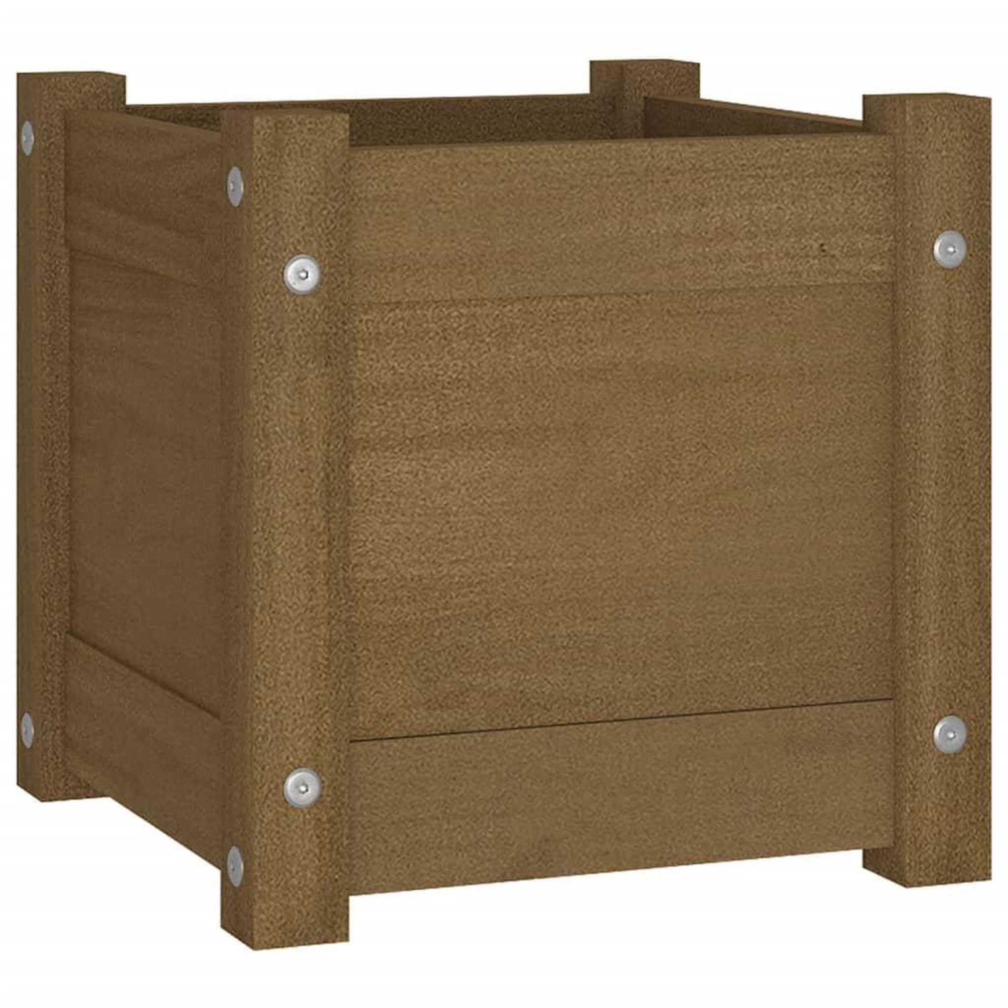 Voir la diapositive 4 : VIDAXL Jardinieres d'exterieur 2pcs Marron miel 31x31x31cm Bois de pin
