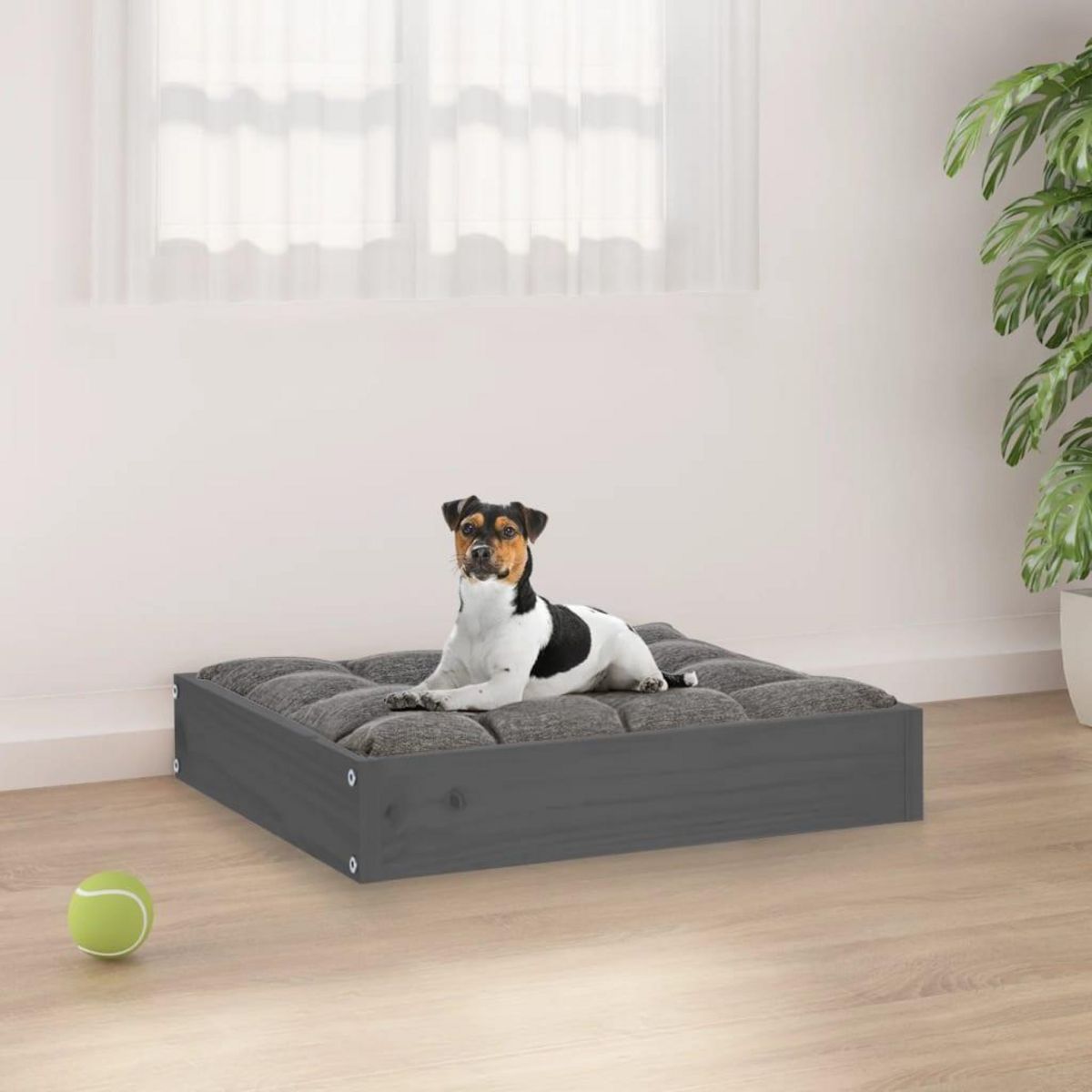 VIDAXL Lit pour chien Gris 51,5x44x9 cm Bois de pin solide