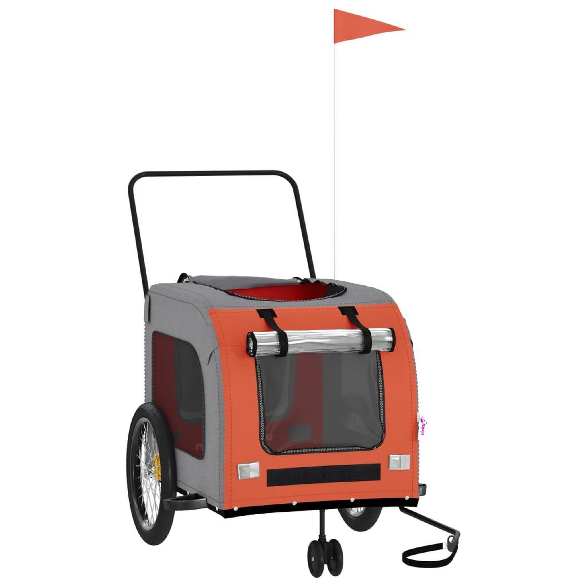 Voir la diapositive 3 : VIDAXL Remorque de velo pour animaux de compagnie orange et gris