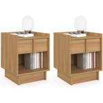 ID MARKET Lot de 2 tables de chevet ROSIE 1 tiroir et 1 niche façon hêtre design minimaliste