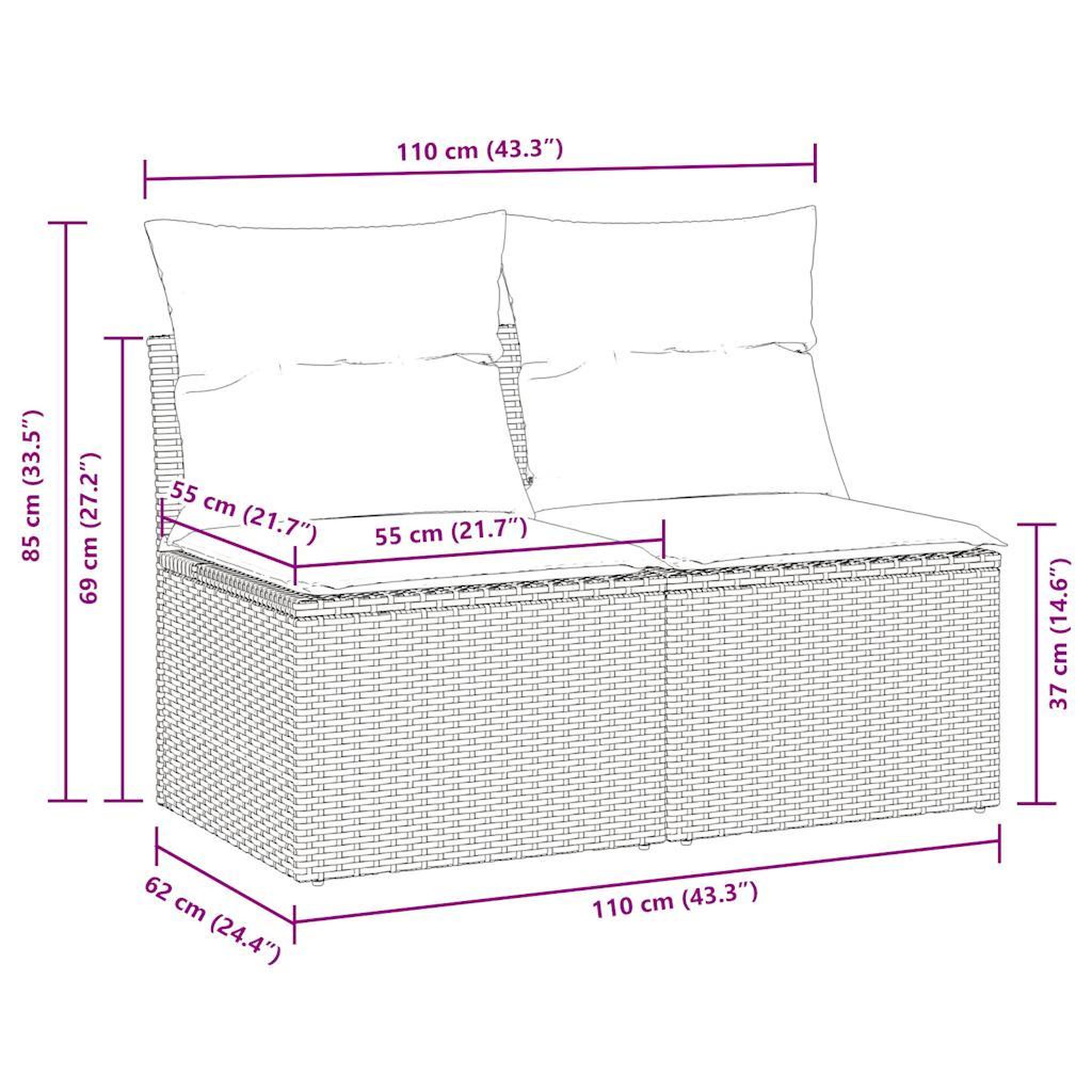 Voir la diapositive 6 : VIDAXL Salon de jardin 2 pcs avec coussins gris clair polyrotin acacia