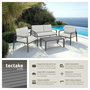 Voir la diapositive 2 : tectake Salon de jardin avec cadre en aluminium, pour 4 personnes gris clair