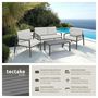 Voir la diapositive 2 : tectake Salon de jardin avec cadre en aluminium, pour 4 personnes gris clair