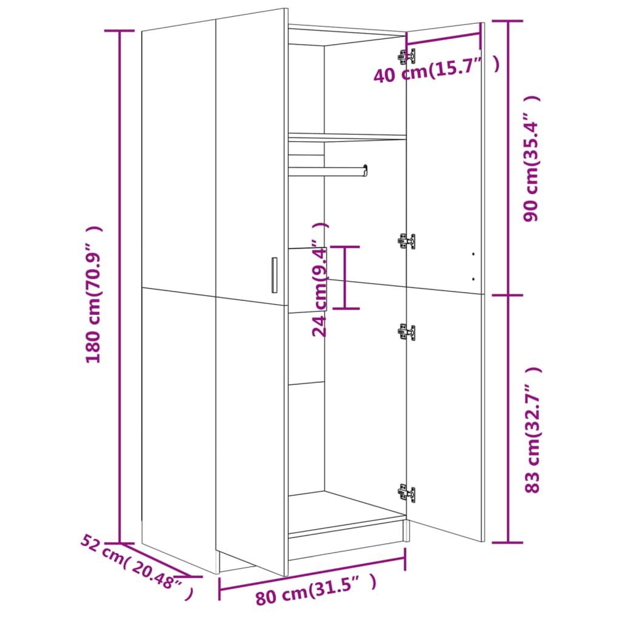 Voir la diapositive 6 : VIDAXL Garde-robe Gris beton 80x52x180 cm Bois d'ingenierie