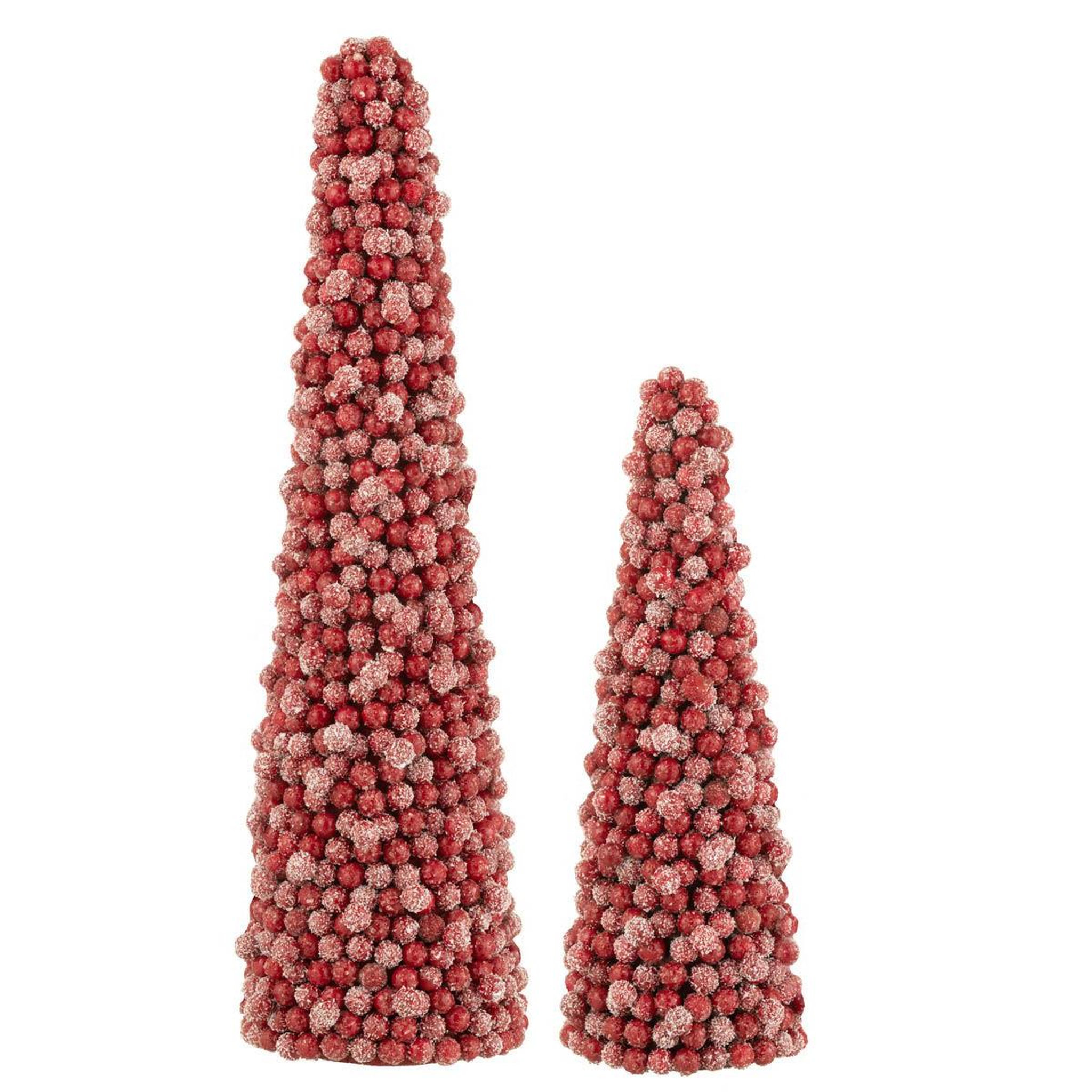 Voir la diapositive 2 : J-LINE Cône de noël déco  baies  41cm rouge