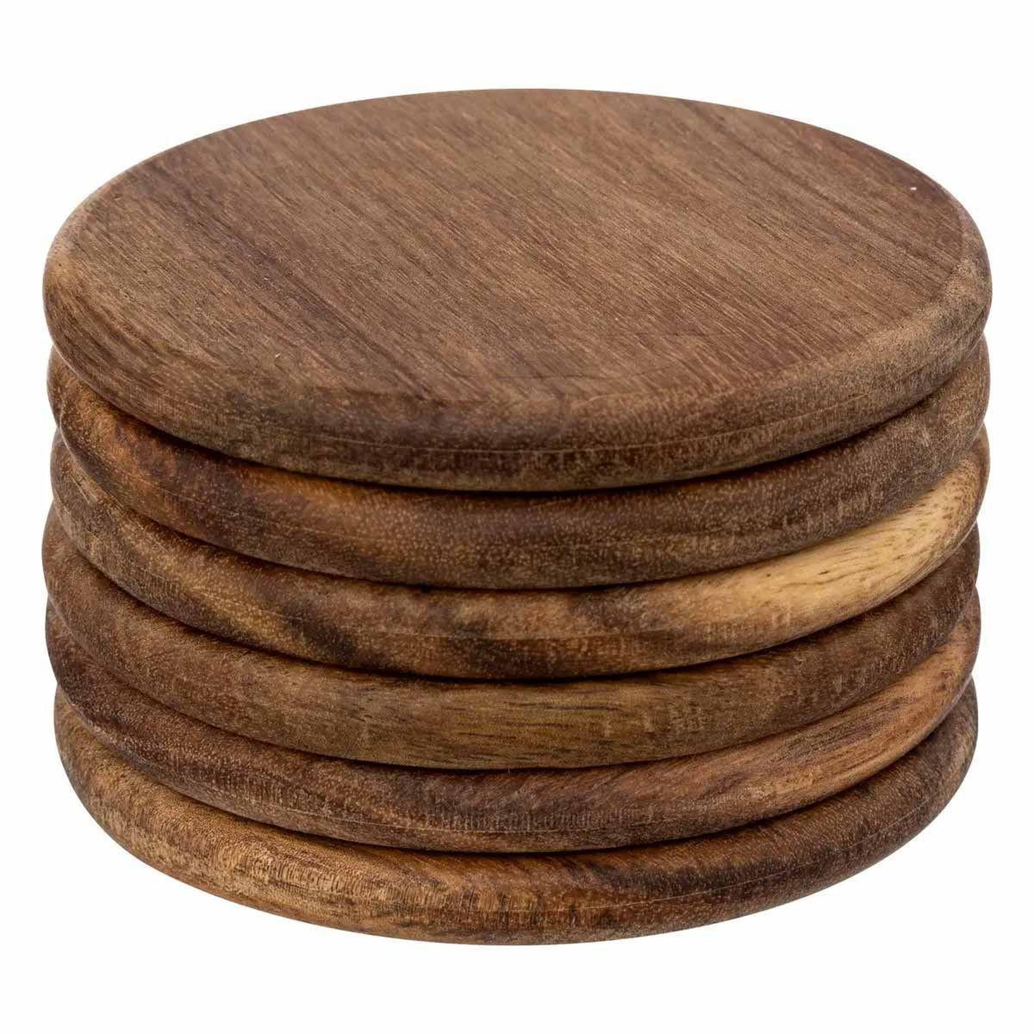 SECRET DE GOURMET Lot de 6 dessous de verre  acacia  10cm marron