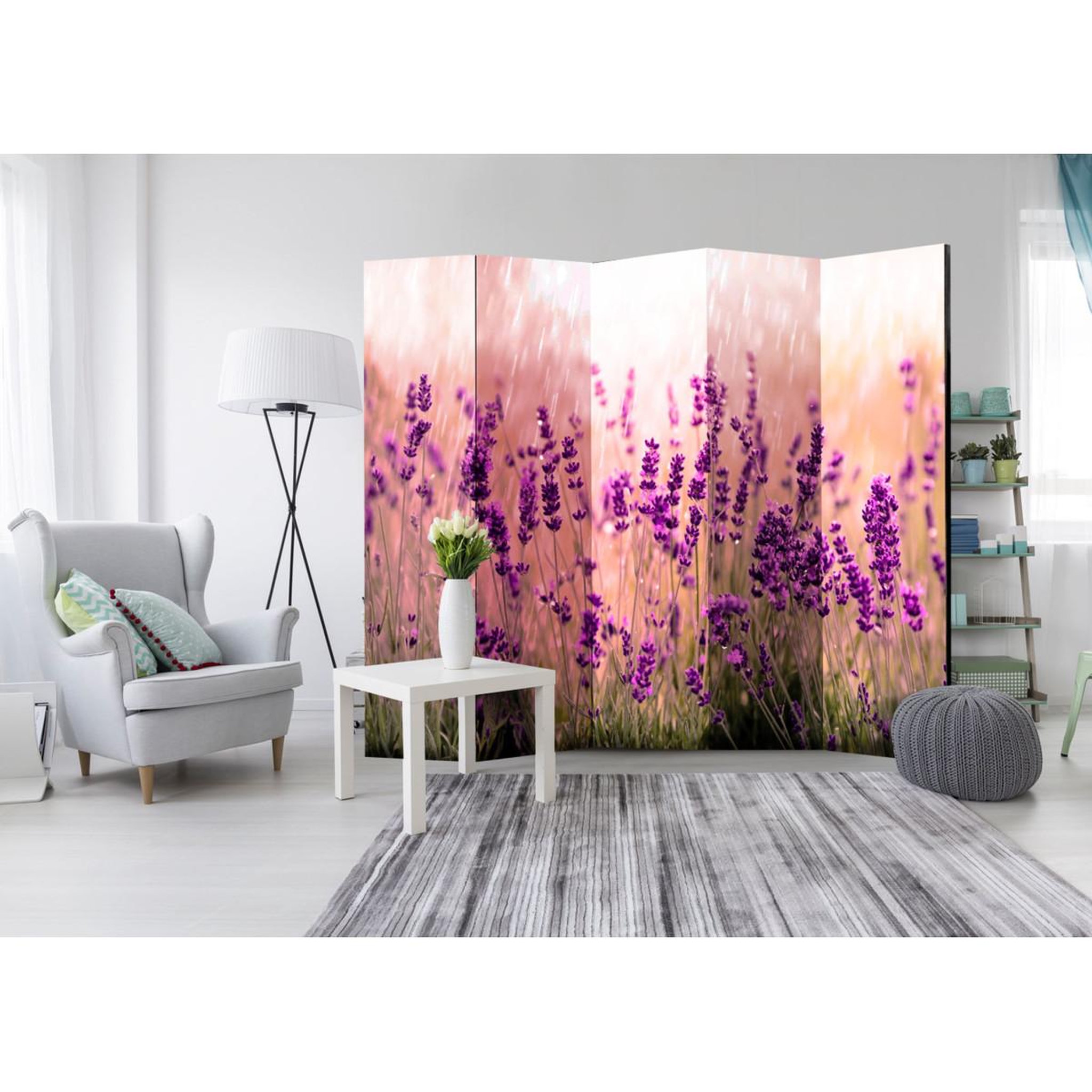 Voir la diapositive 2 : Paris Prix Paravent 5 volets  lavender in the rain  172x225cm