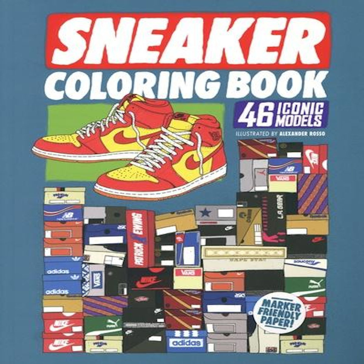 SNEAKER COLORING BOOK. 46 ICONIC MODELS, EDITION EN ANGLAIS, Rosso Alexander