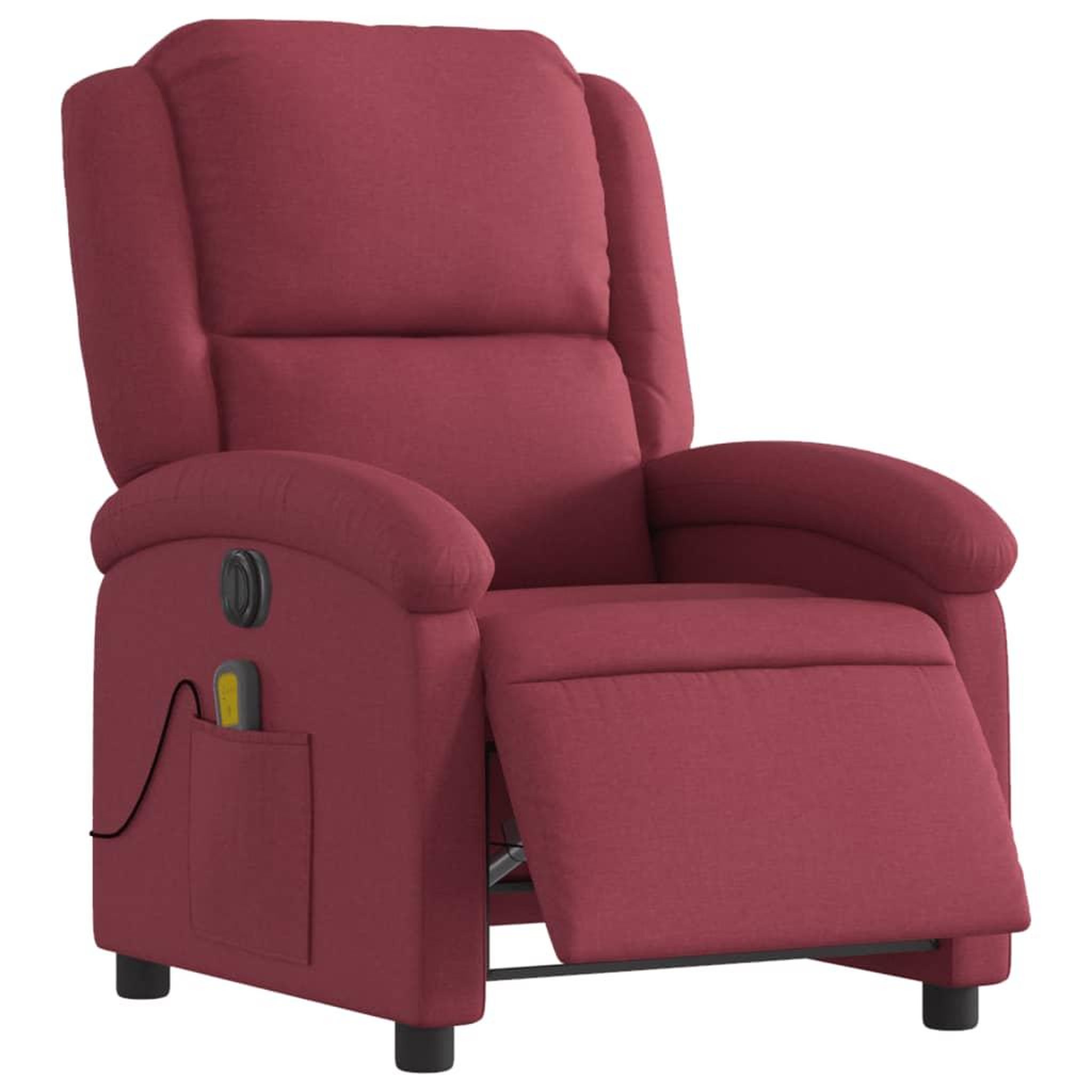 Voir la diapositive 3 : VIDAXL Fauteuil de massage inclinable electrique Rouge bordeaux Tissu