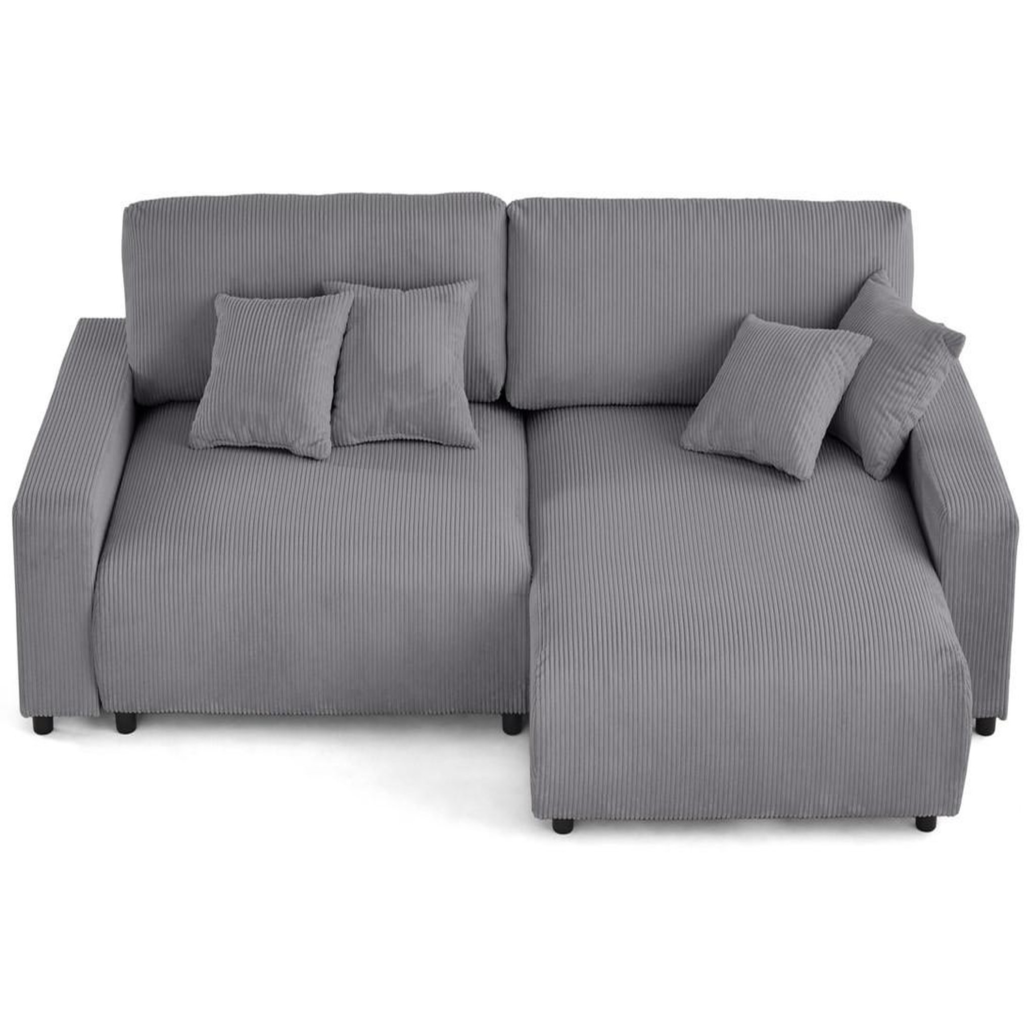 Voir la diapositive 5 : LISA DESIGN Pivoine - canapé d'angle 4 places réversible convertible avec 2 coffres en velours côtelé