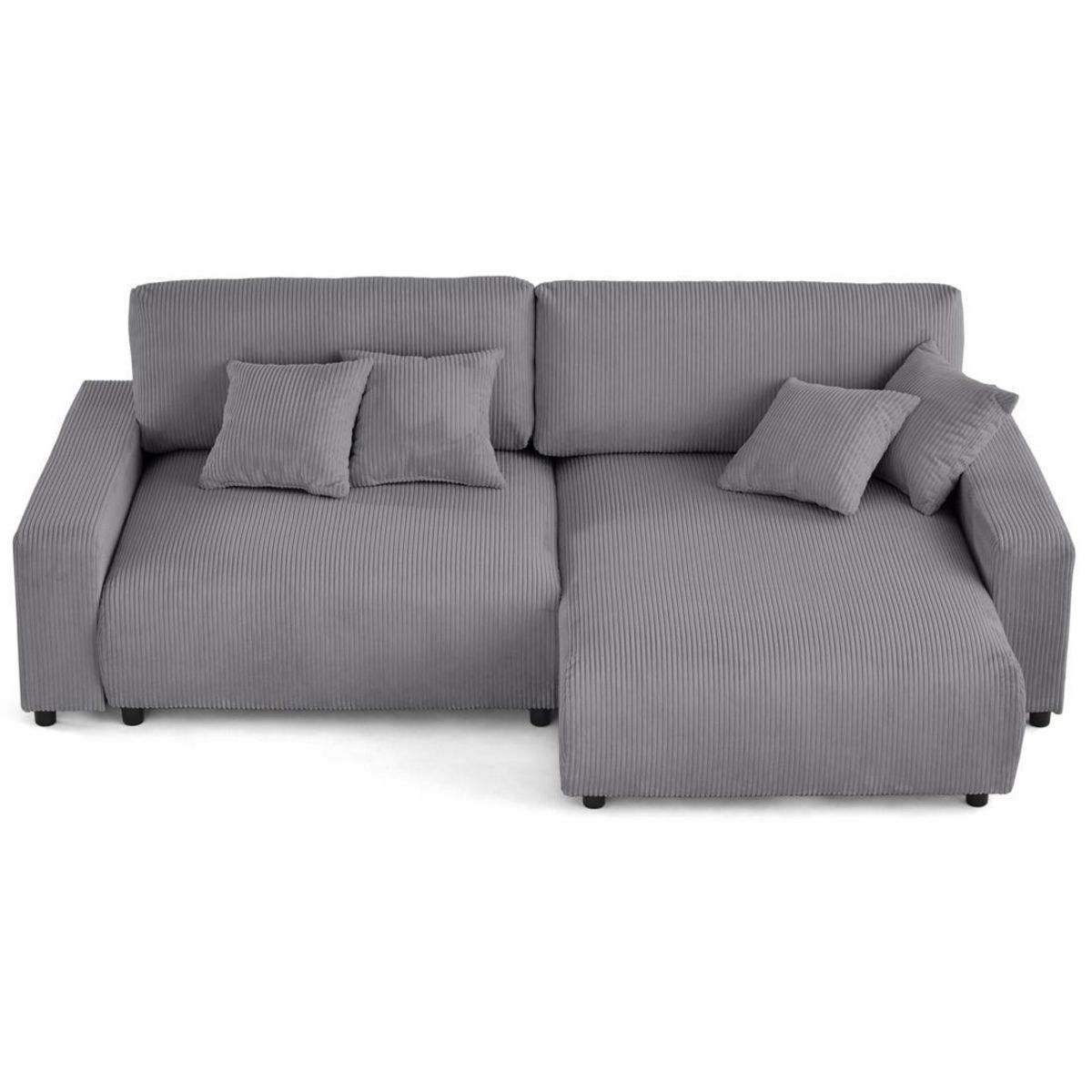 LISA DESIGN Pivoine - canapé d'angle 4 places réversible convertible avec 2 coffres en velours côtelé