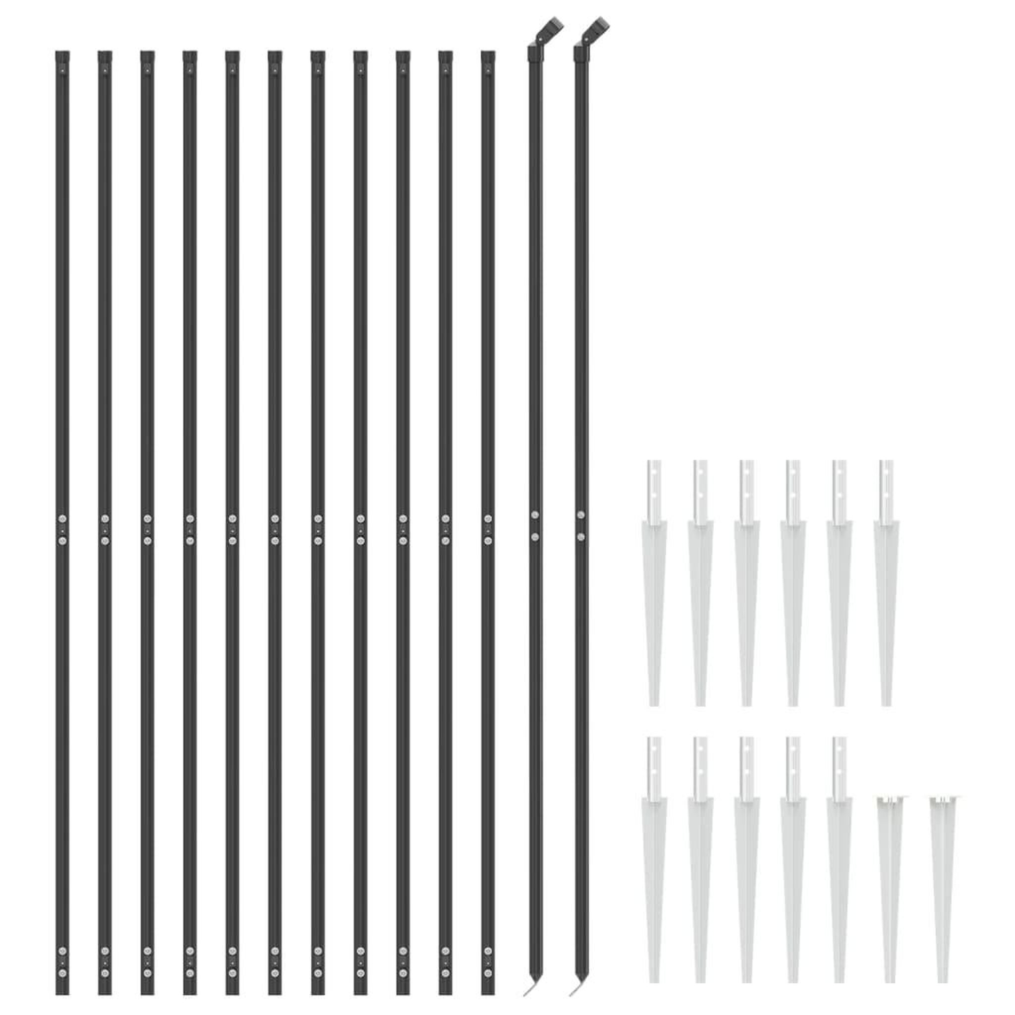 Voir la diapositive 3 : VIDAXL Cloture en treillis metallique et ancrage anthracite 1,4x25 m