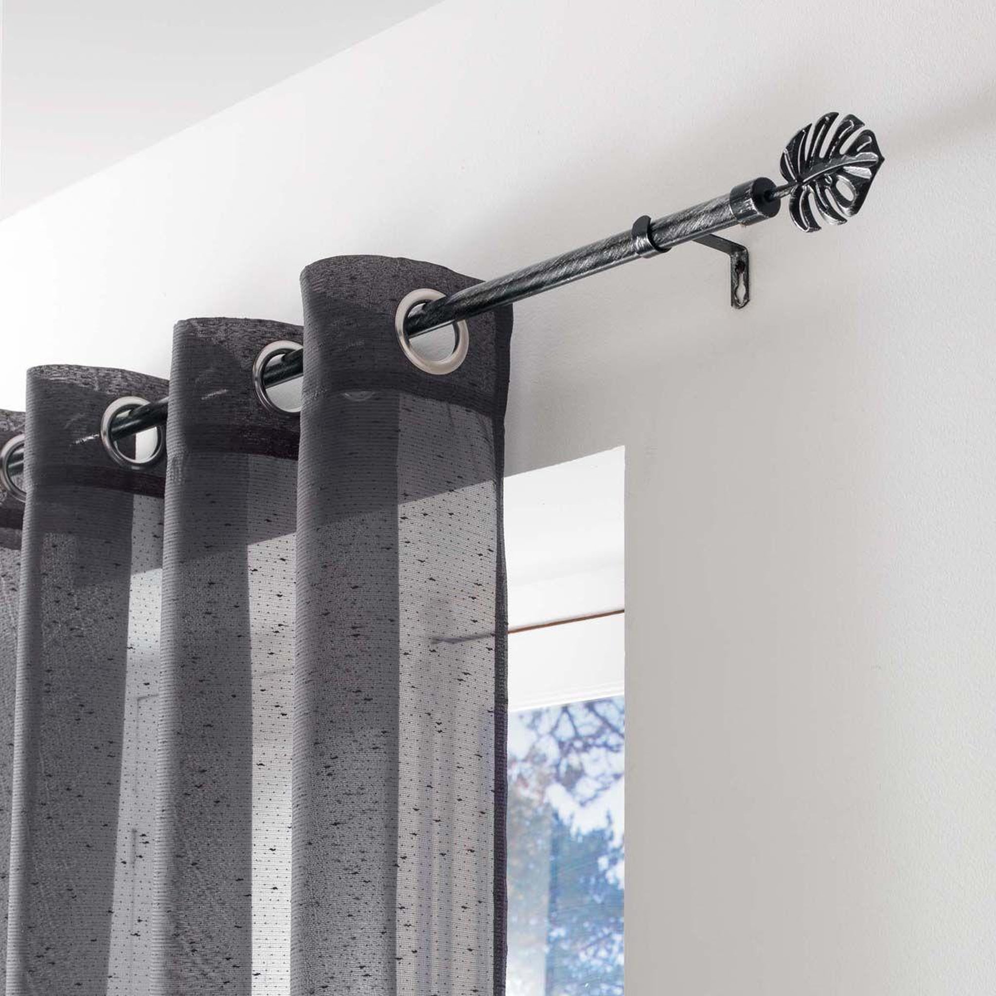 Voir la diapositive 3 : Douceur d'Intérieur Kit tringle déco extensible  tropi  120-210cm noir