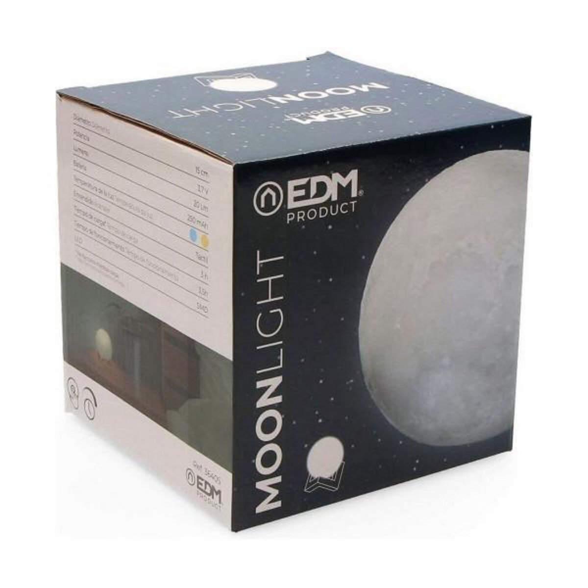 MARKET24 Lampe de bureau EDM Lune Blanc 3,7 V