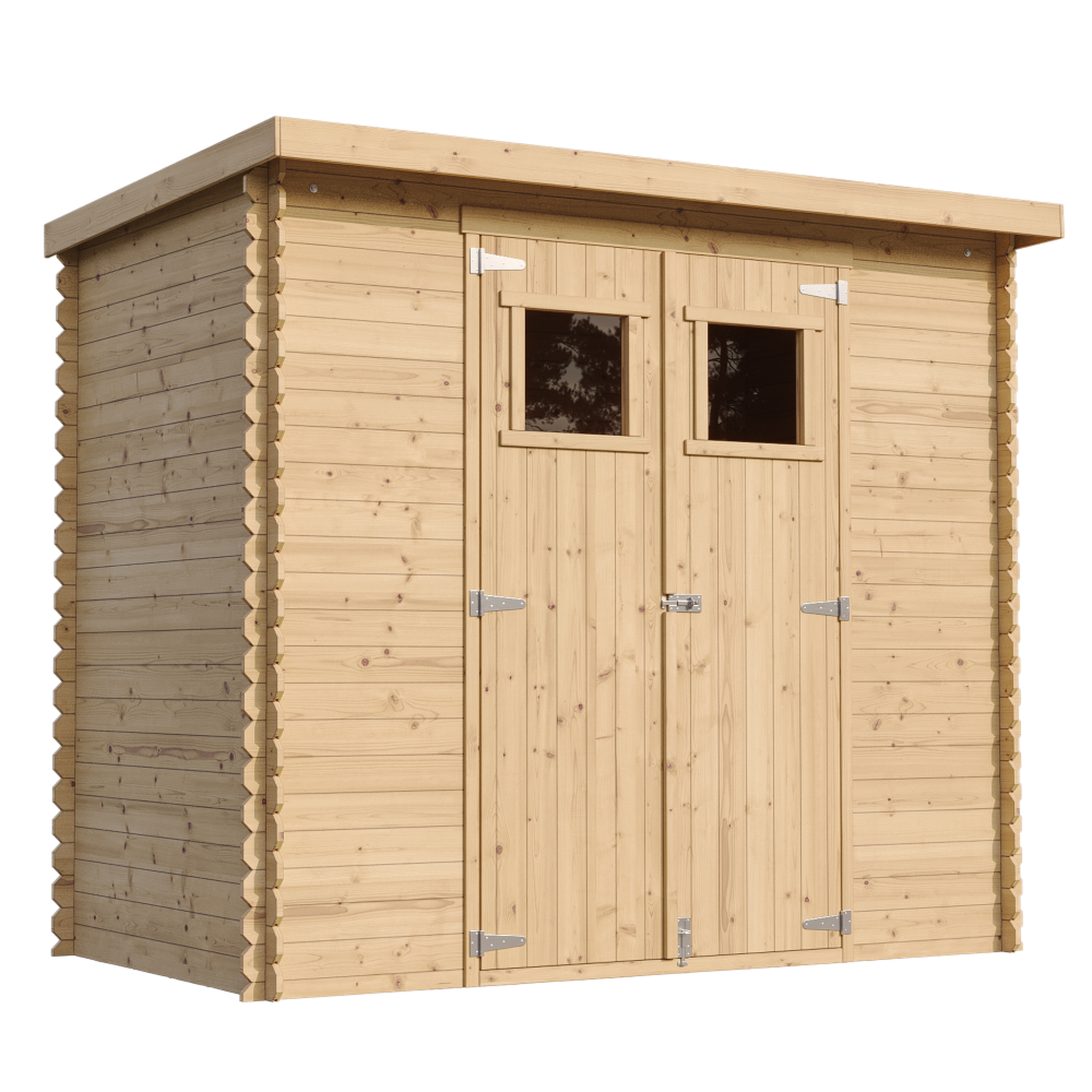 TIMBELA Abri de Jardin en Bois 2,63 m², Cabanon Jardin Exterieur à Outils et Velo avec Fenêtres M310