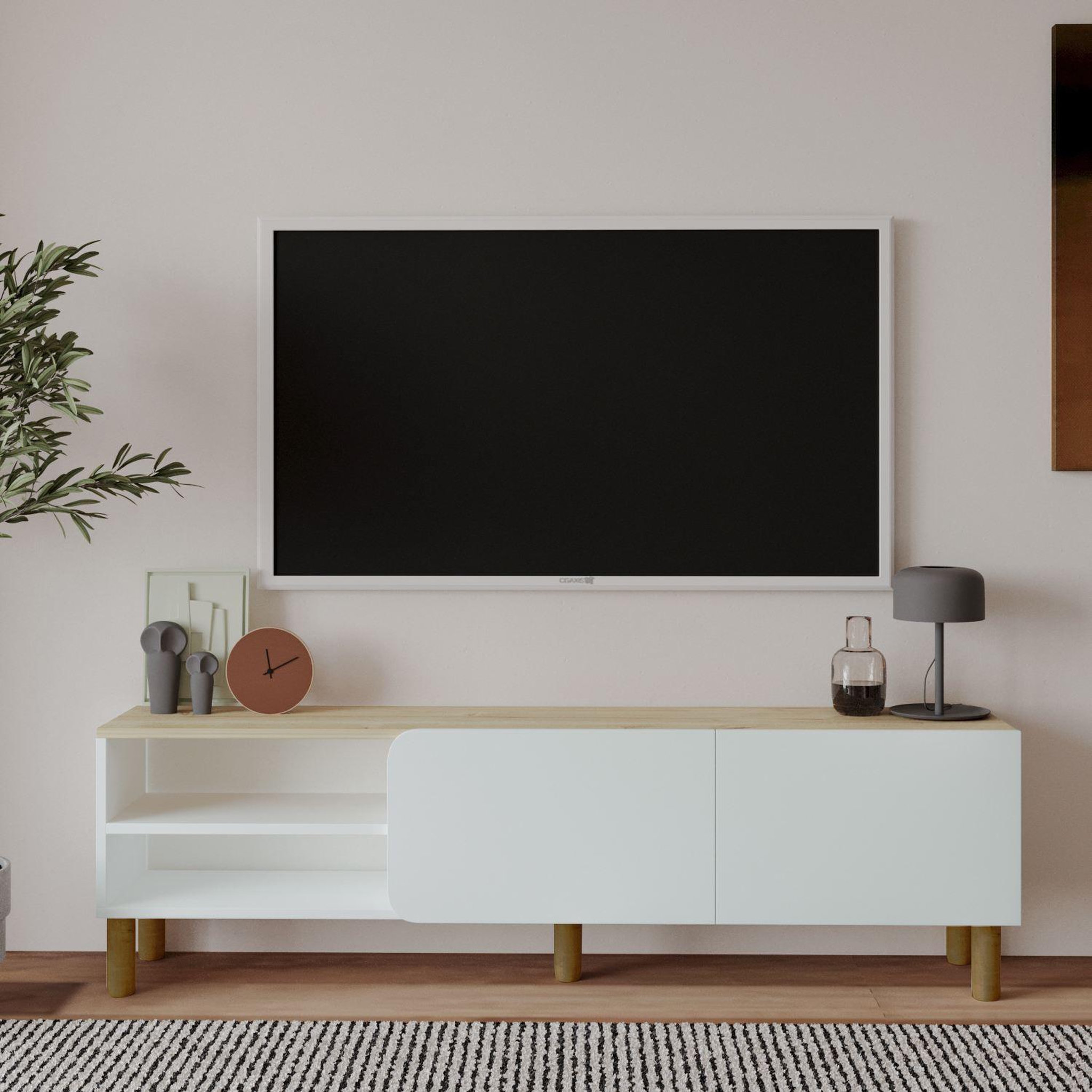 Voir la diapositive 2 : Habitat et Jardin Meuble tv en bois  river  - 150 x 31 x 48 cm - blanc