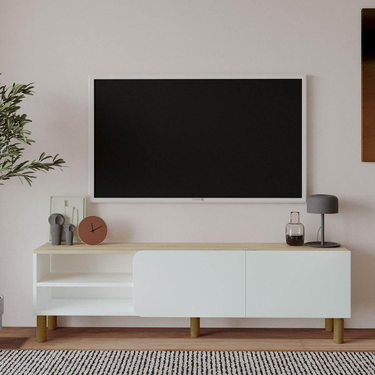 Habitat et Jardin Meuble TV en bois  River  - 150 x 31 x 48 cm - Blanc