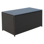 OUTSUNNY Coffre malle de rangement 118L x 54l x 59H cm résine tressée imitation rotin café foncé