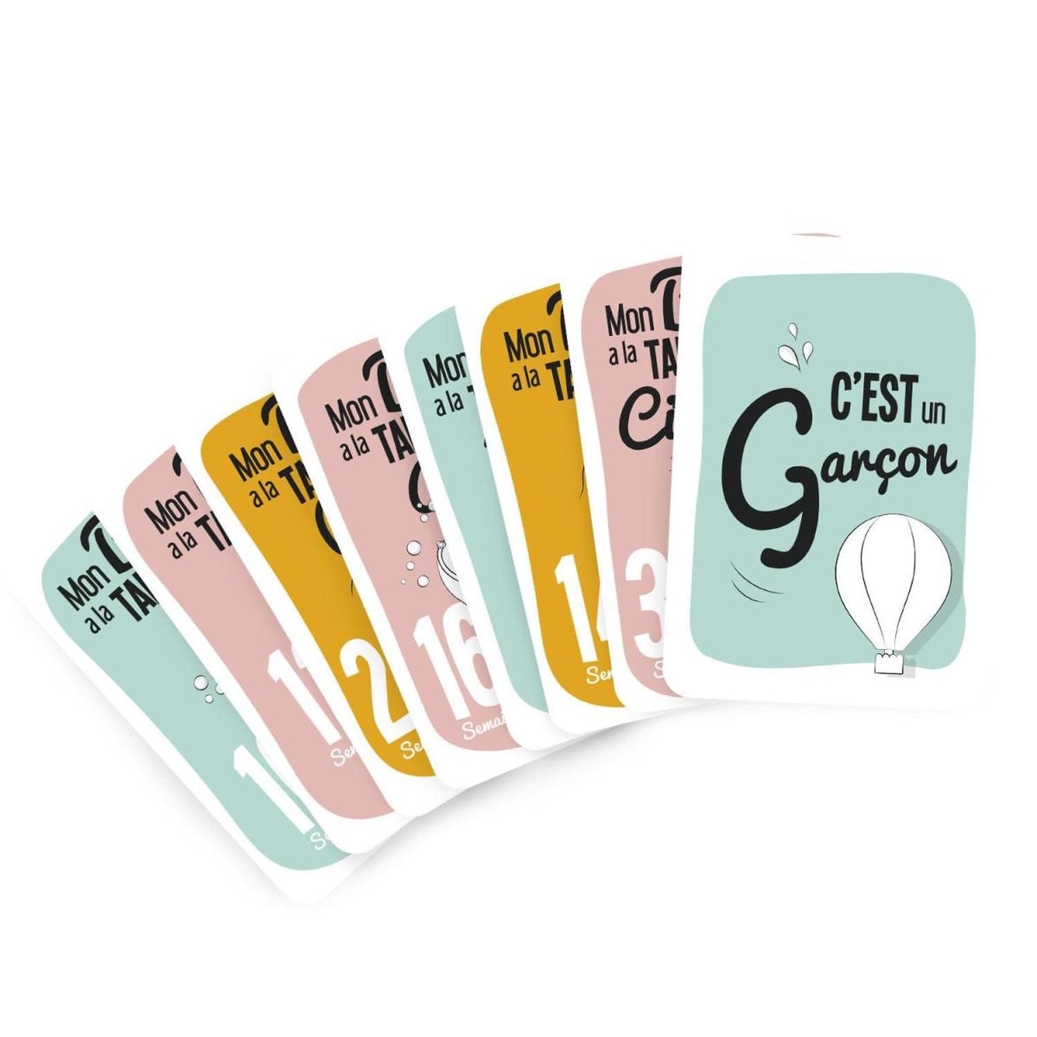Voir la diapositive 2 : Tom & Zoé Lot de 20 cartes  grossesse  18cm multicolore