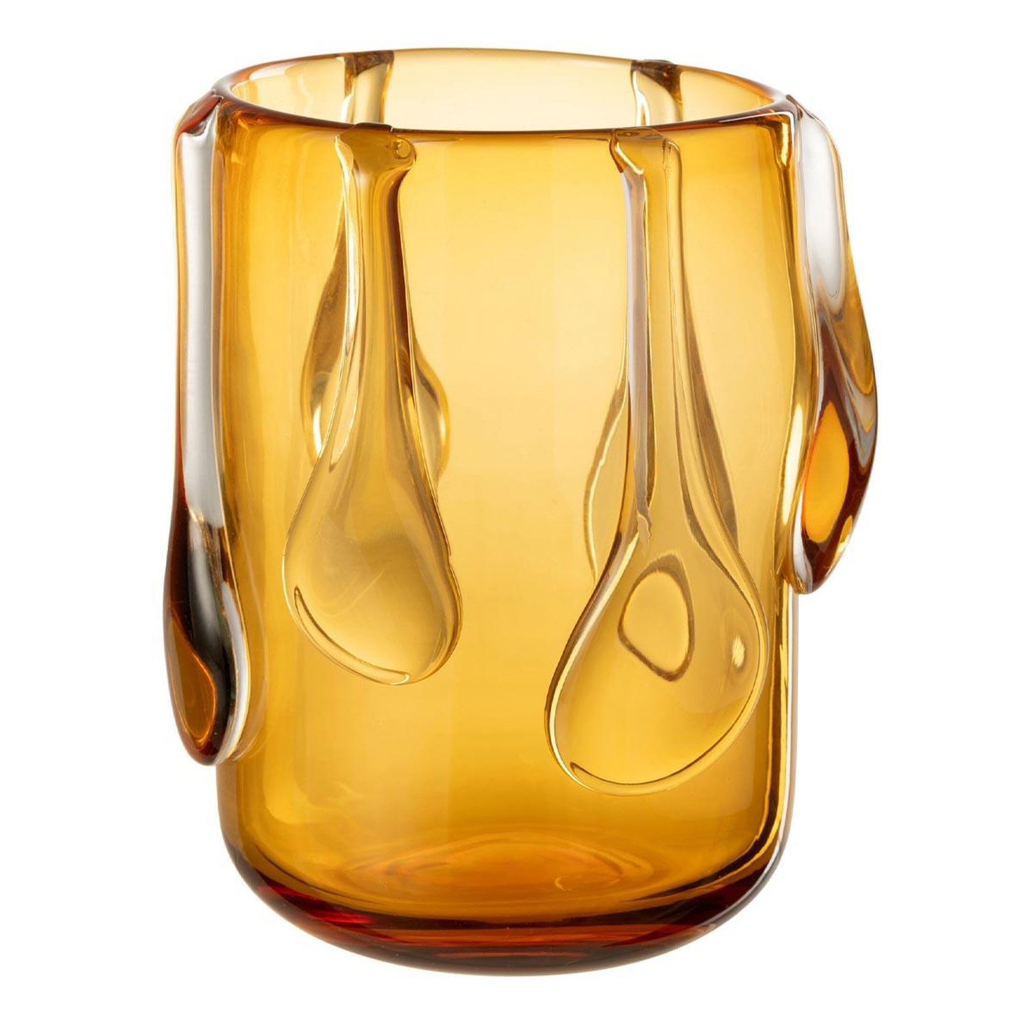 J-LINE Vase design en verre  drippy  22cm ambre